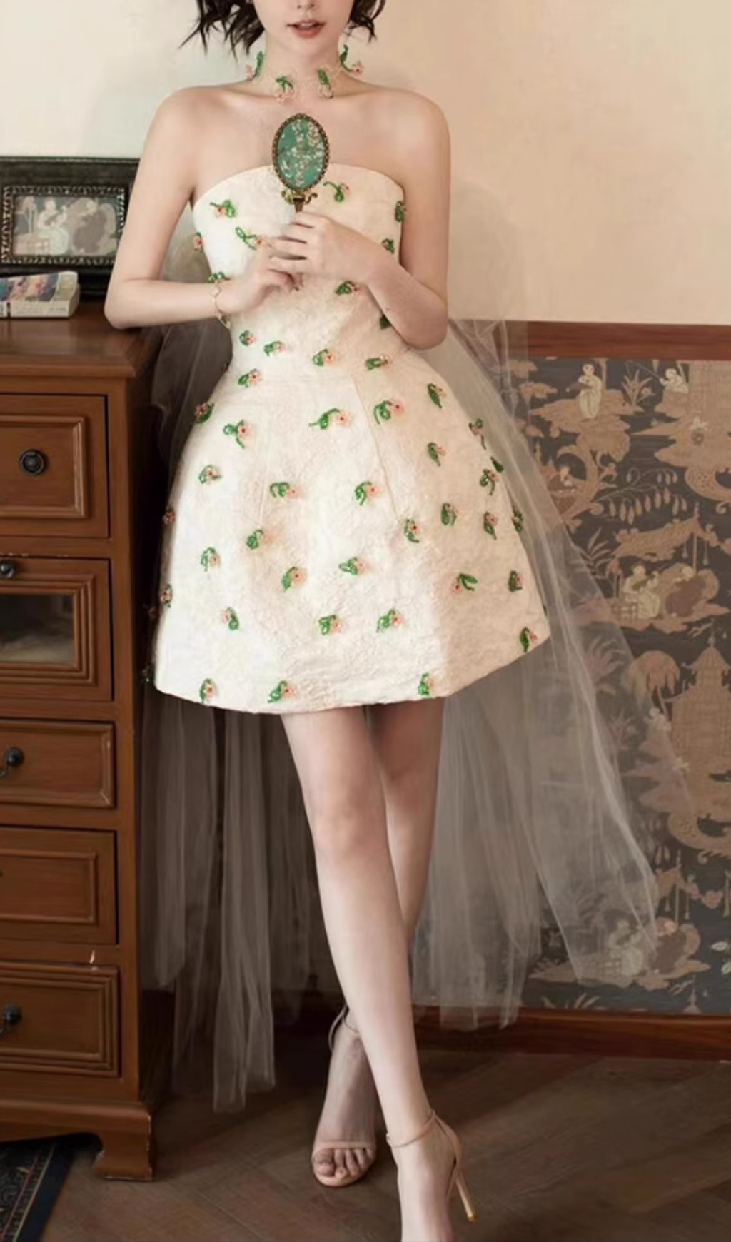 f96acdc173586e0129ad1f1a8d1dadfb.jpg Fashionslee Women Dalila Strapless Embellished Mesh Mini Dress