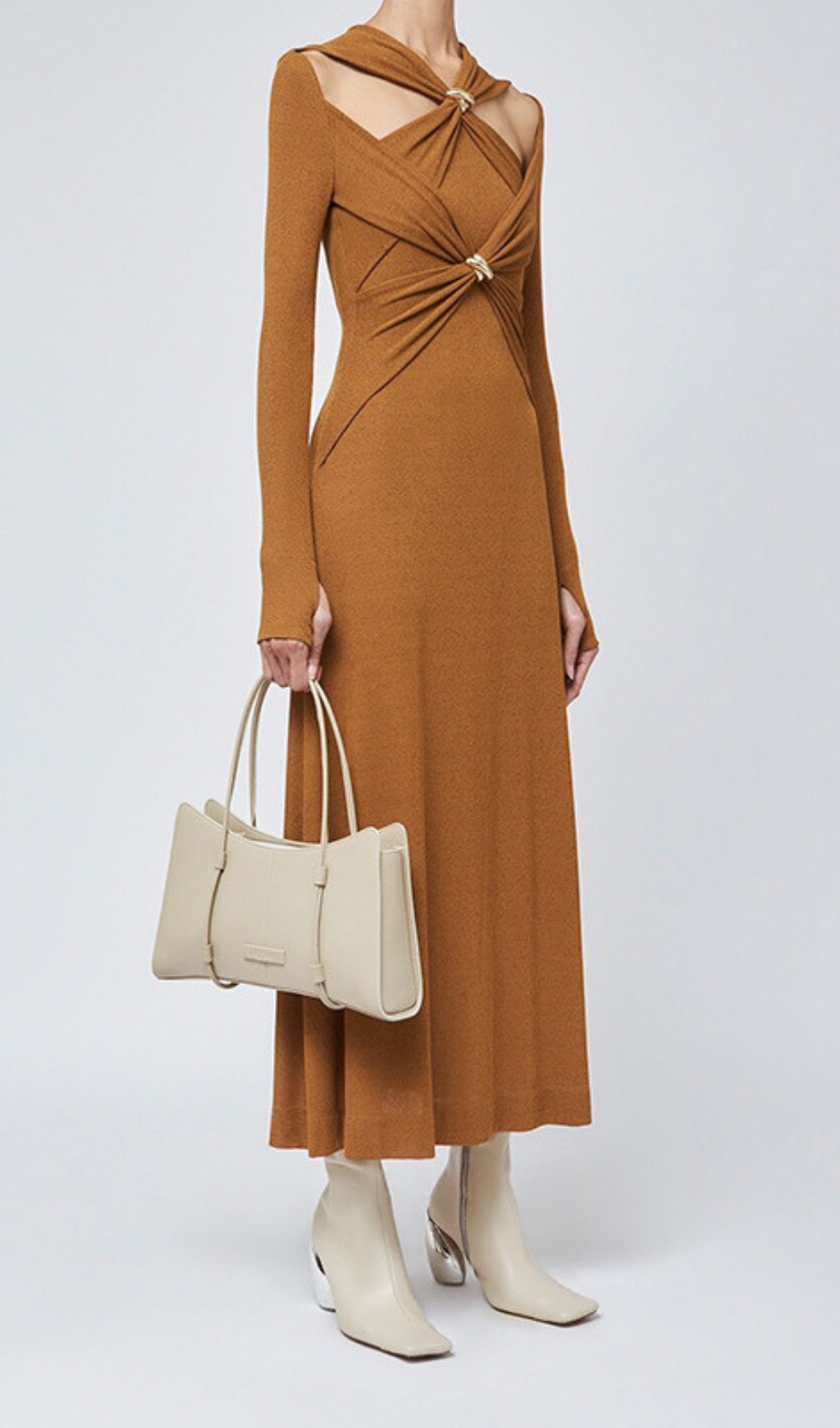 Fashionslee Women Braydon Cutout Knit Long Sleeve Midi Dress