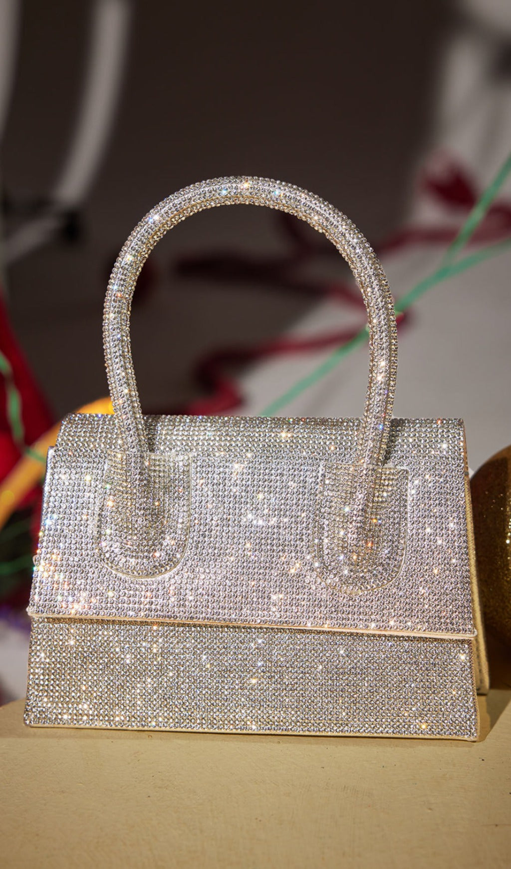 Fashionslee Women Adonia Crystal Clutch In Silver