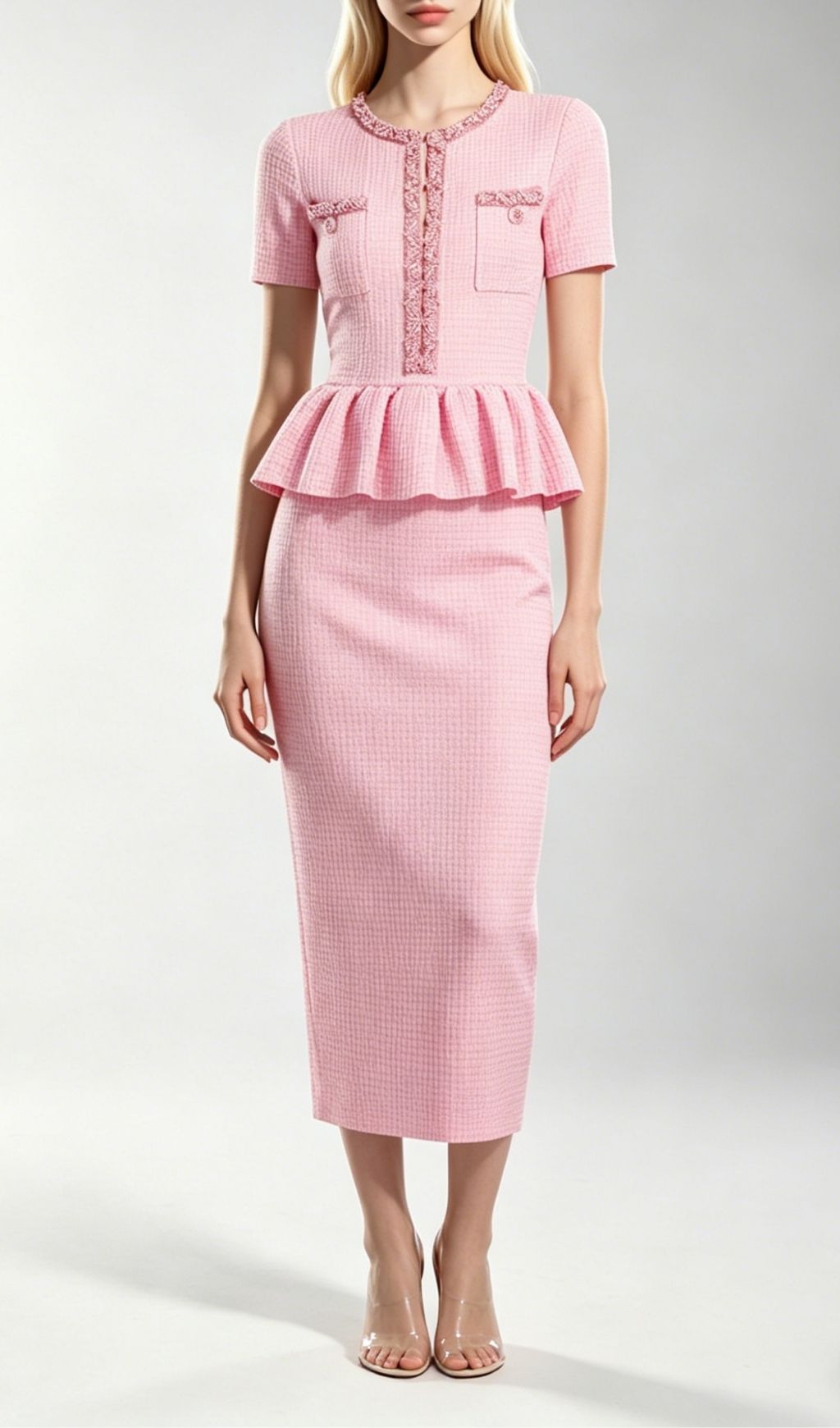 f9a45d0dd6abec52a55f186140a0460e.jpg Fashionslee Women Kinuye Pink Beaded Knit Midi Dress