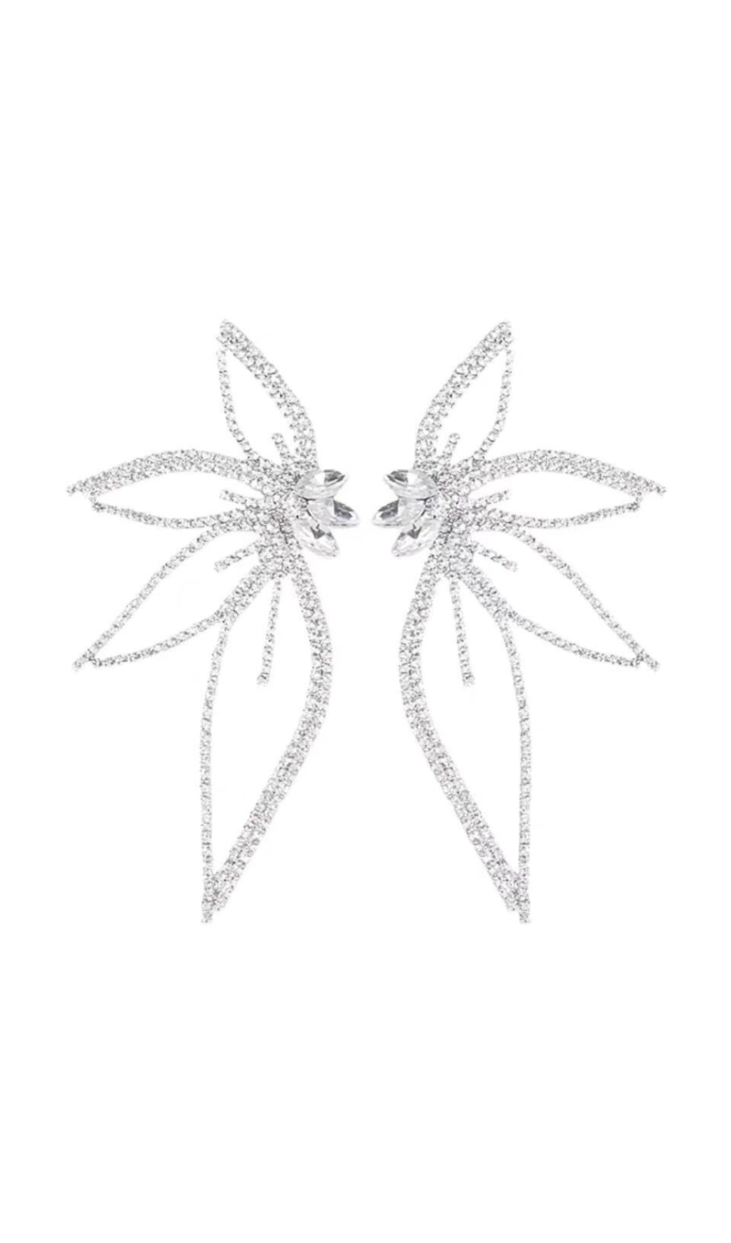 Fashionslee Women Crystal Flower Earrings In Silver