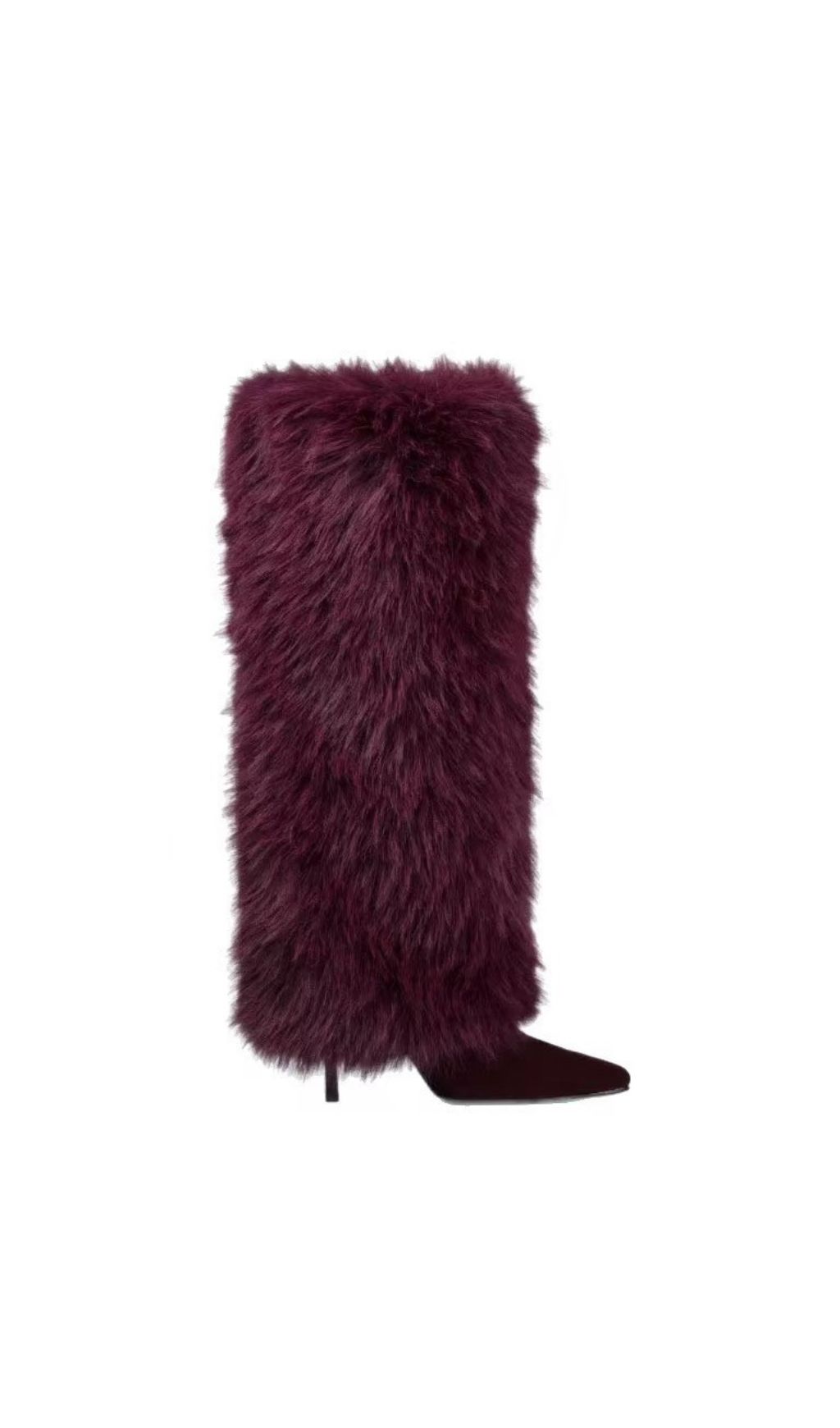 Fashionslee Women Kassi Burgundy Faux Fur Boots