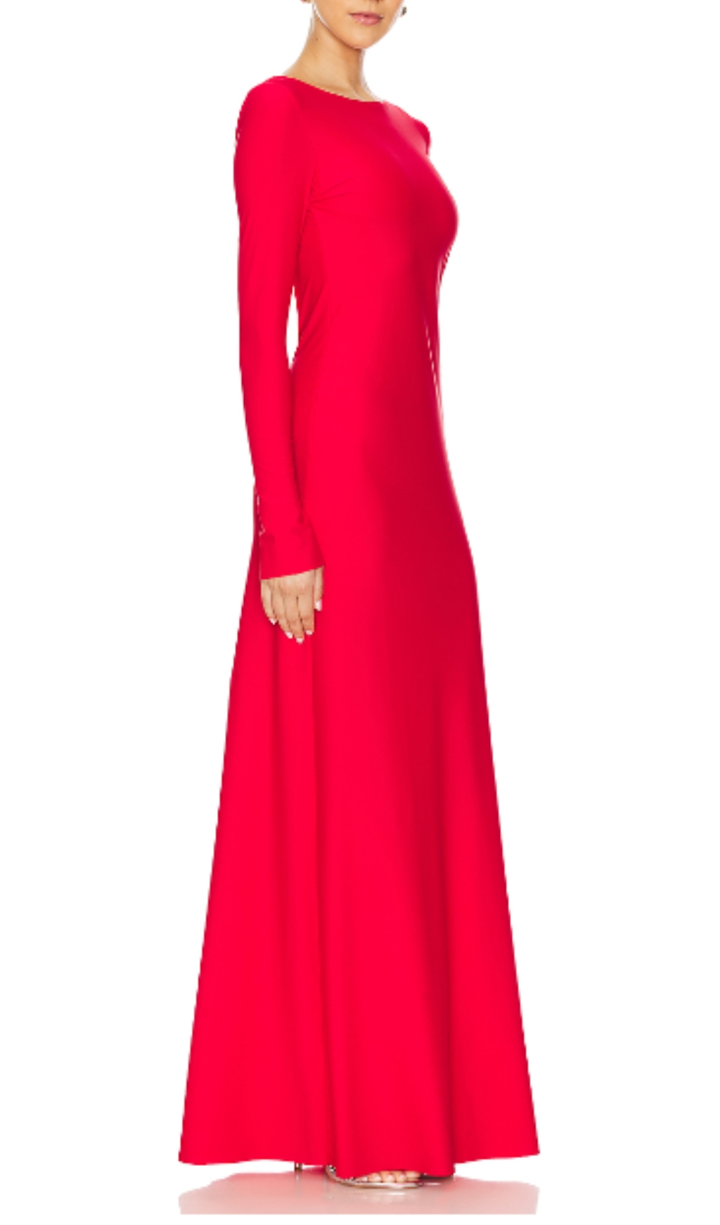Fashionslee Women Basma Red Long Sleeve Backless Maxi Dress