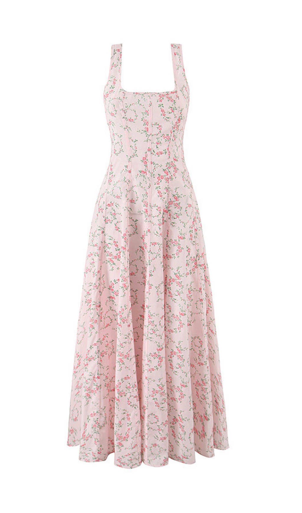 fa9c49698eeb77b8aca50e0145a4e229.jpg Fashionslee Women Erté Square Neck Floral Printed Midi Dress