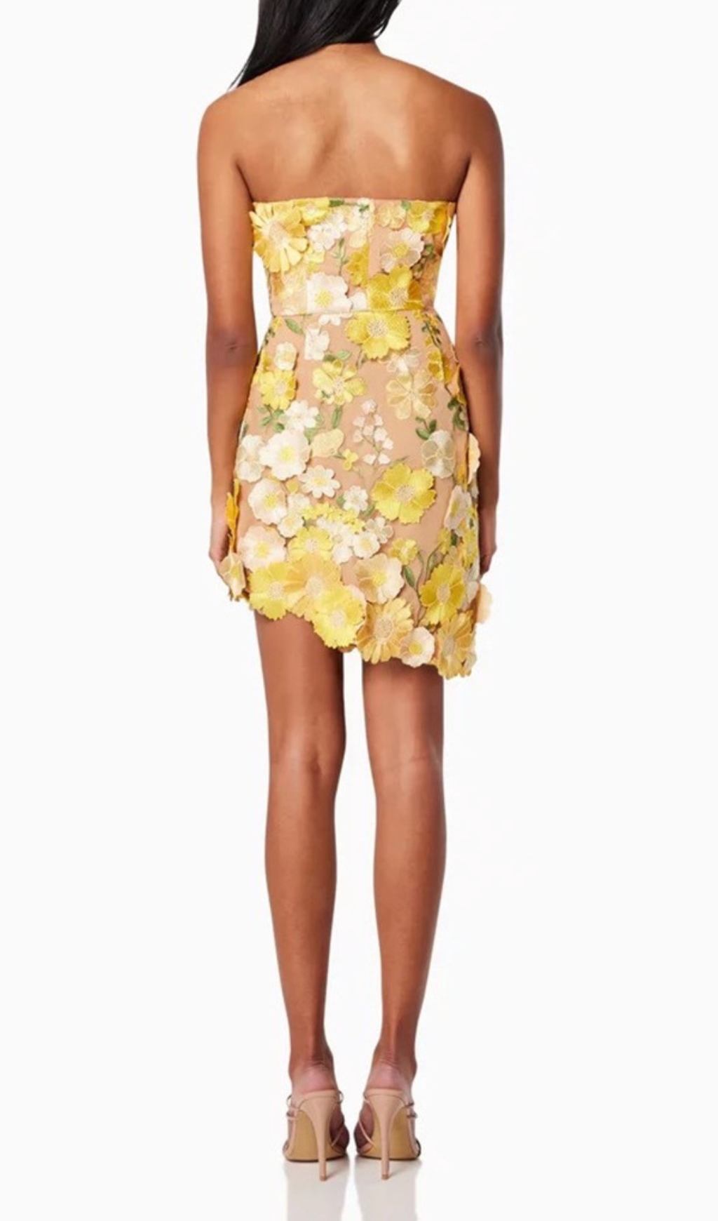 Fashionslee Women Destinee Yellow Flower Embellished Mini Dress