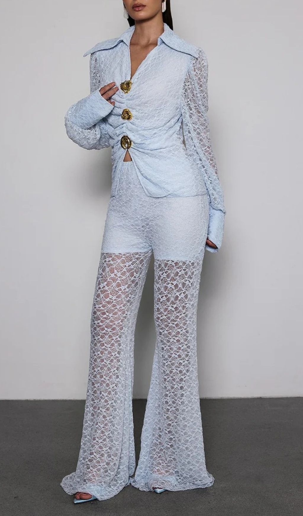 fb04a7e5eac593e9b6f6aea7c9216f7c.jpg Fashionslee Women Noryxan Ruched Lace Flared Pants Set