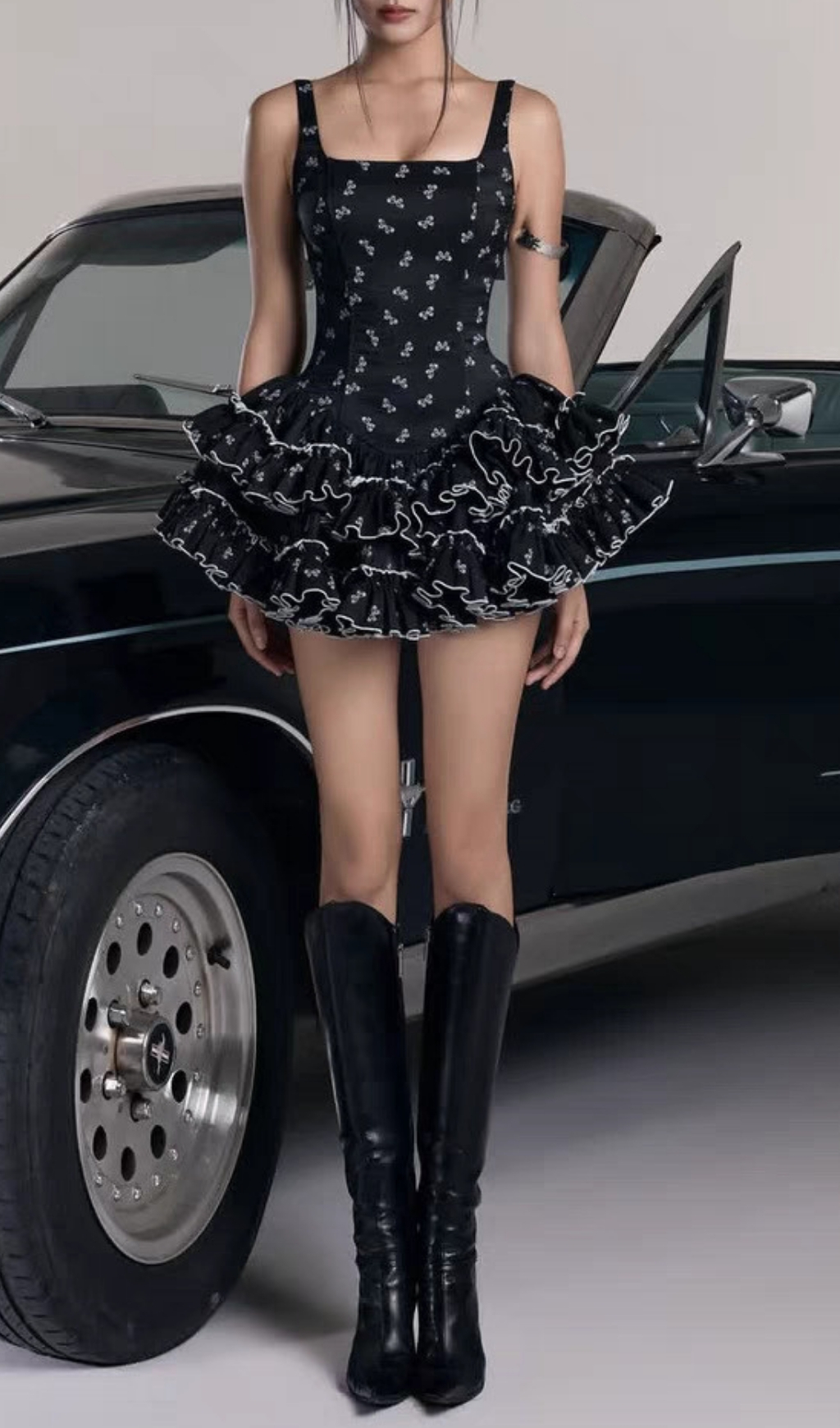 Fashionslee Women Erela Black Printed A-Line Mini Dress