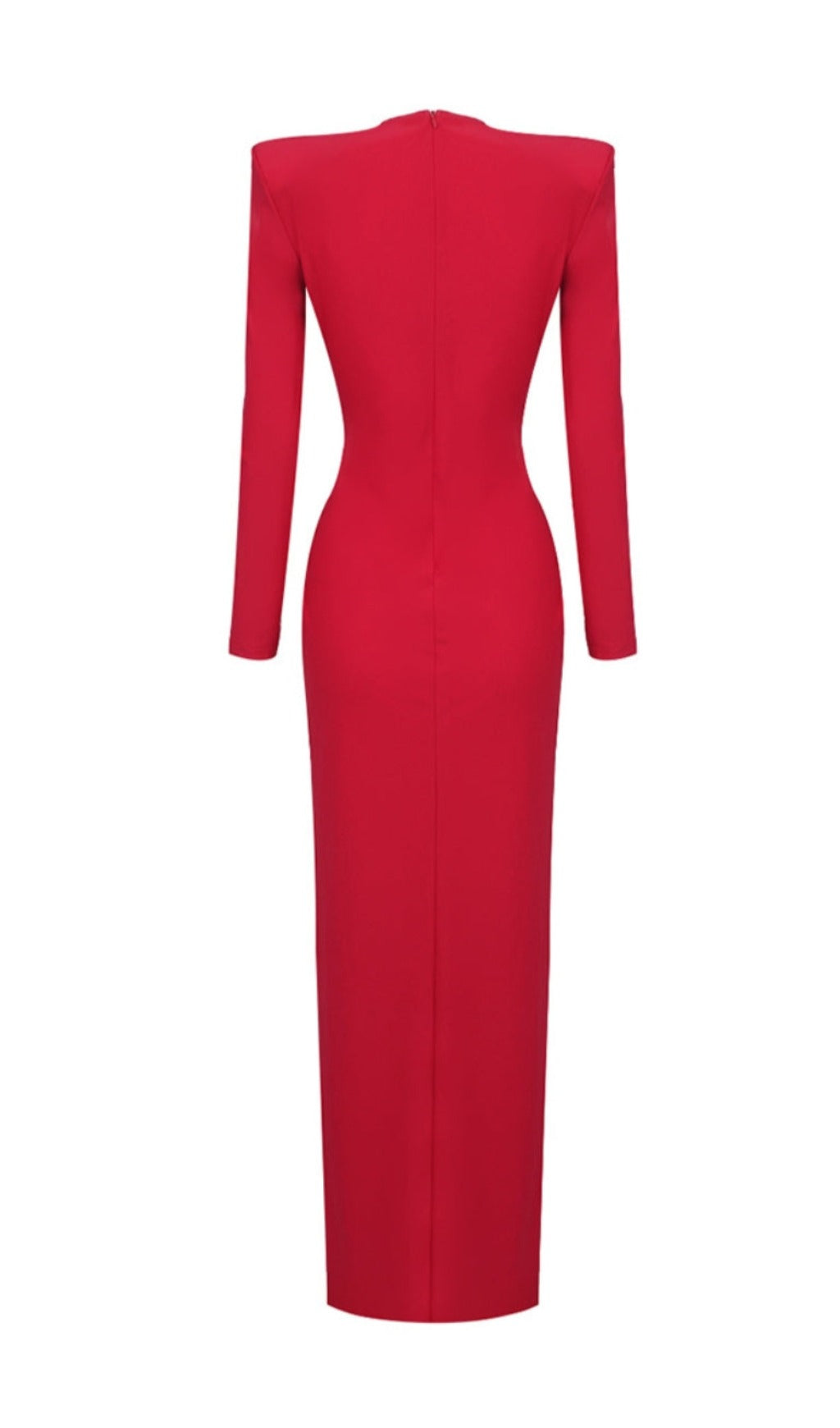 fb313fb549272424246a0c2dc3b0a9a8.jpeg Fashionslee Women Red Plunge-Neck Draped Gown
