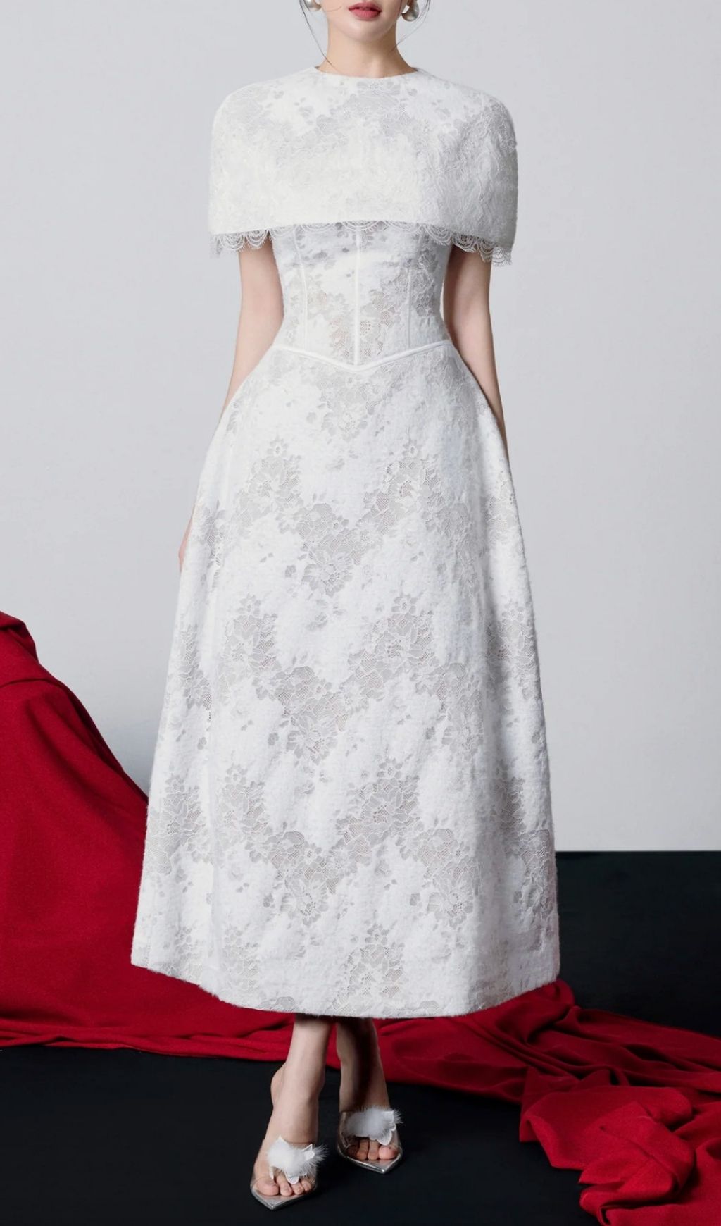 Fashionslee Women Keoni White Lace Midi Dress