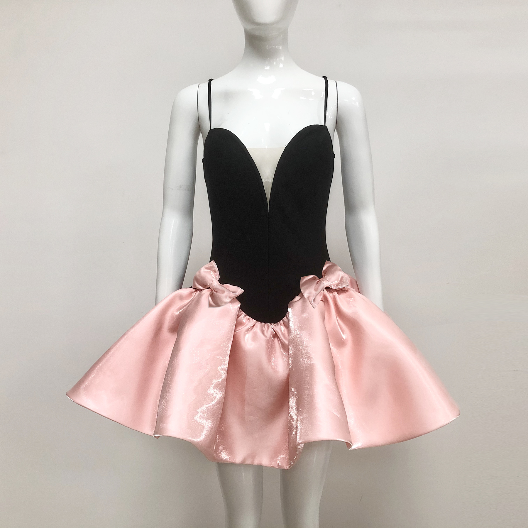 fbc0f99fe956db8d516d2ff25a5010d4.jpg Fashionslee Women Bow Detail A Line Dress Black Pink