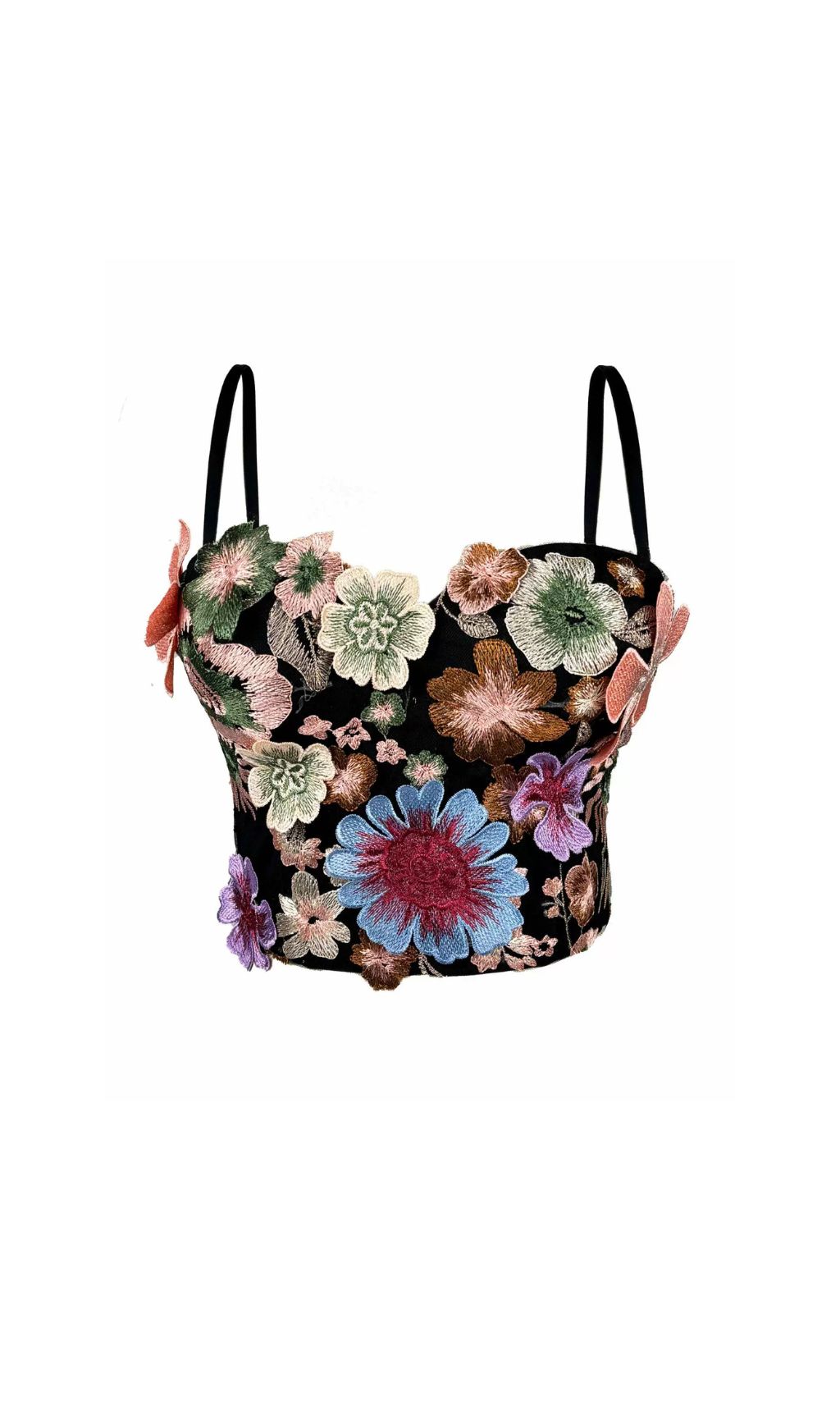 Fashionslee Women Fahima Flower Embroidery Crop Top