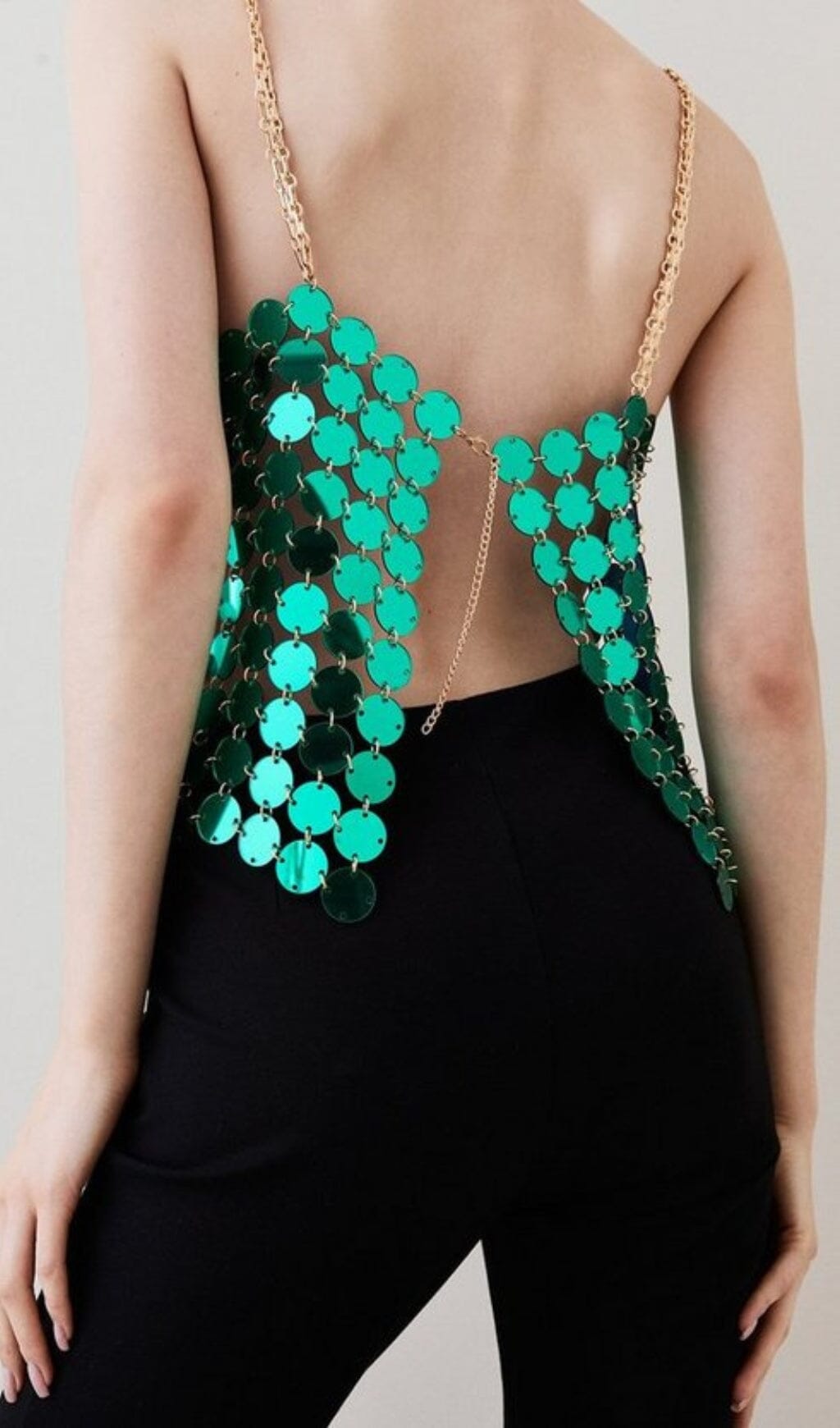 Fashionslee Women Mirrored Disc Crop Top In Green