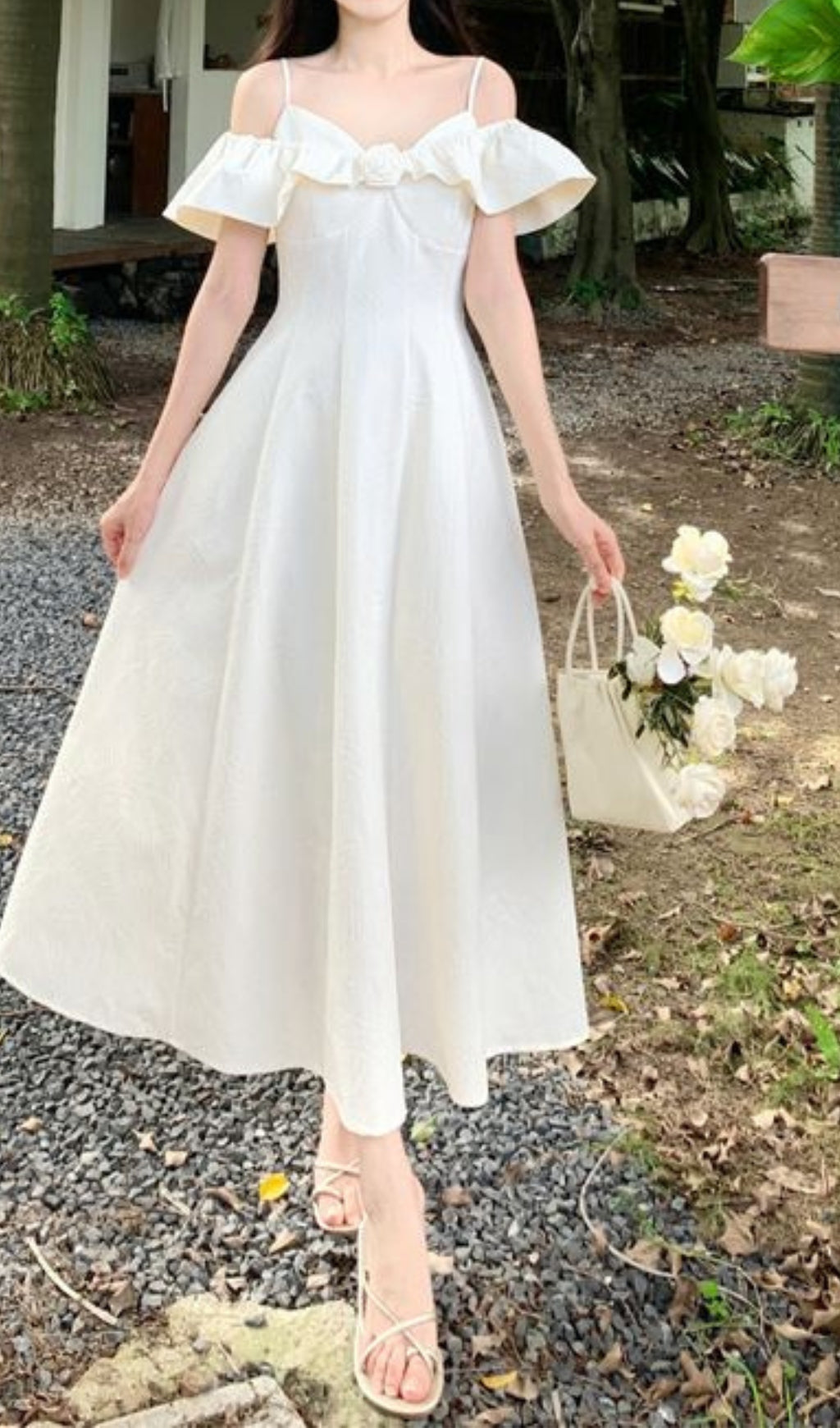 Fashionslee Women Adjustable Collar Strap Midi Dress