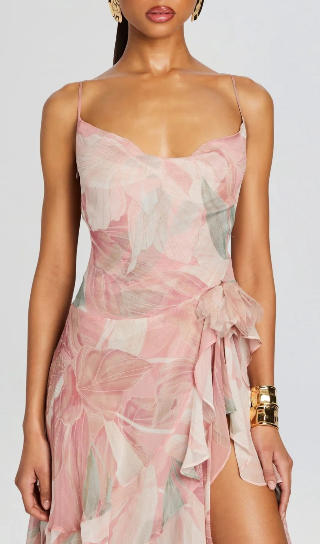Fashionslee Women Brigid Floral Irregular Ruffle Hem Maxi Dress