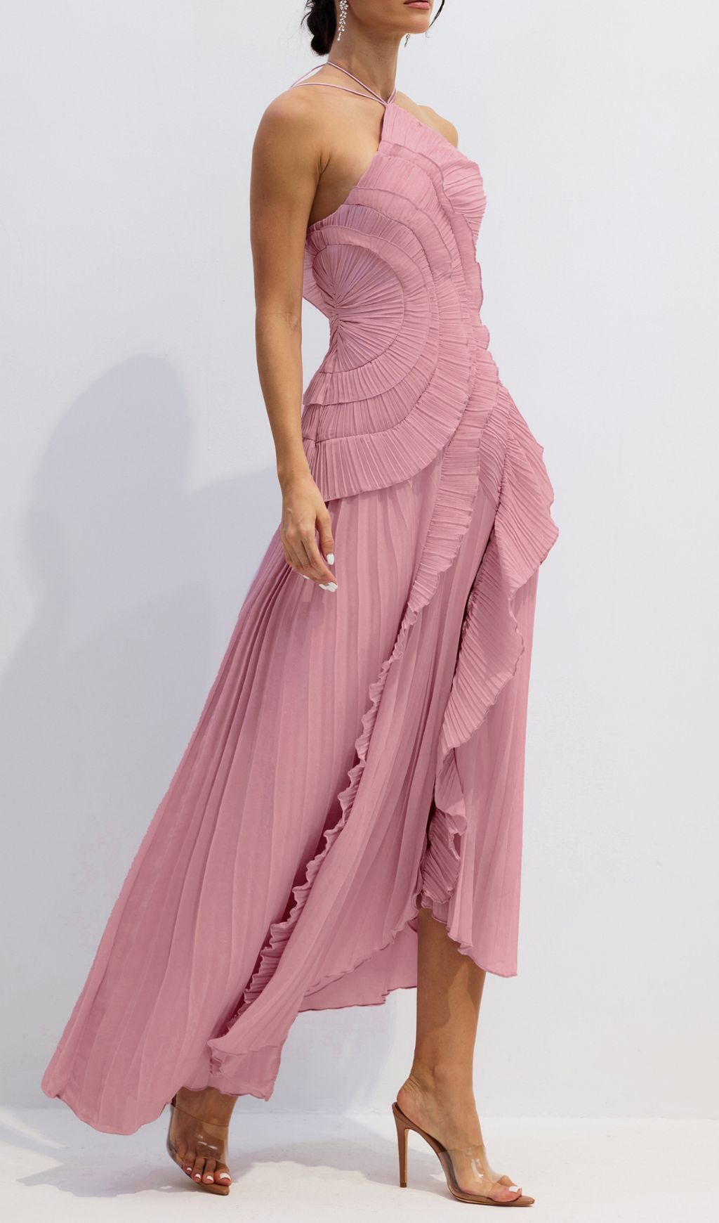 fc69e668c287184cf3e90919b0fe5e14.jpg Fashionslee Women Finneas Pink Halter Pleated Maxi Dress