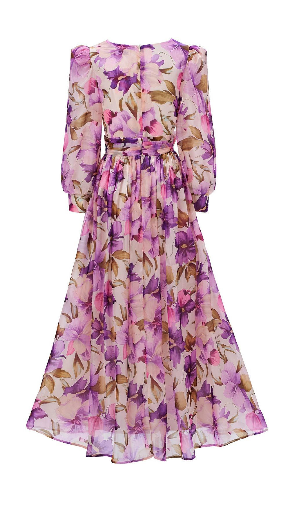 Fashionslee Women Ferial Purple Floral Printed Long Sleeve Maxi Dress