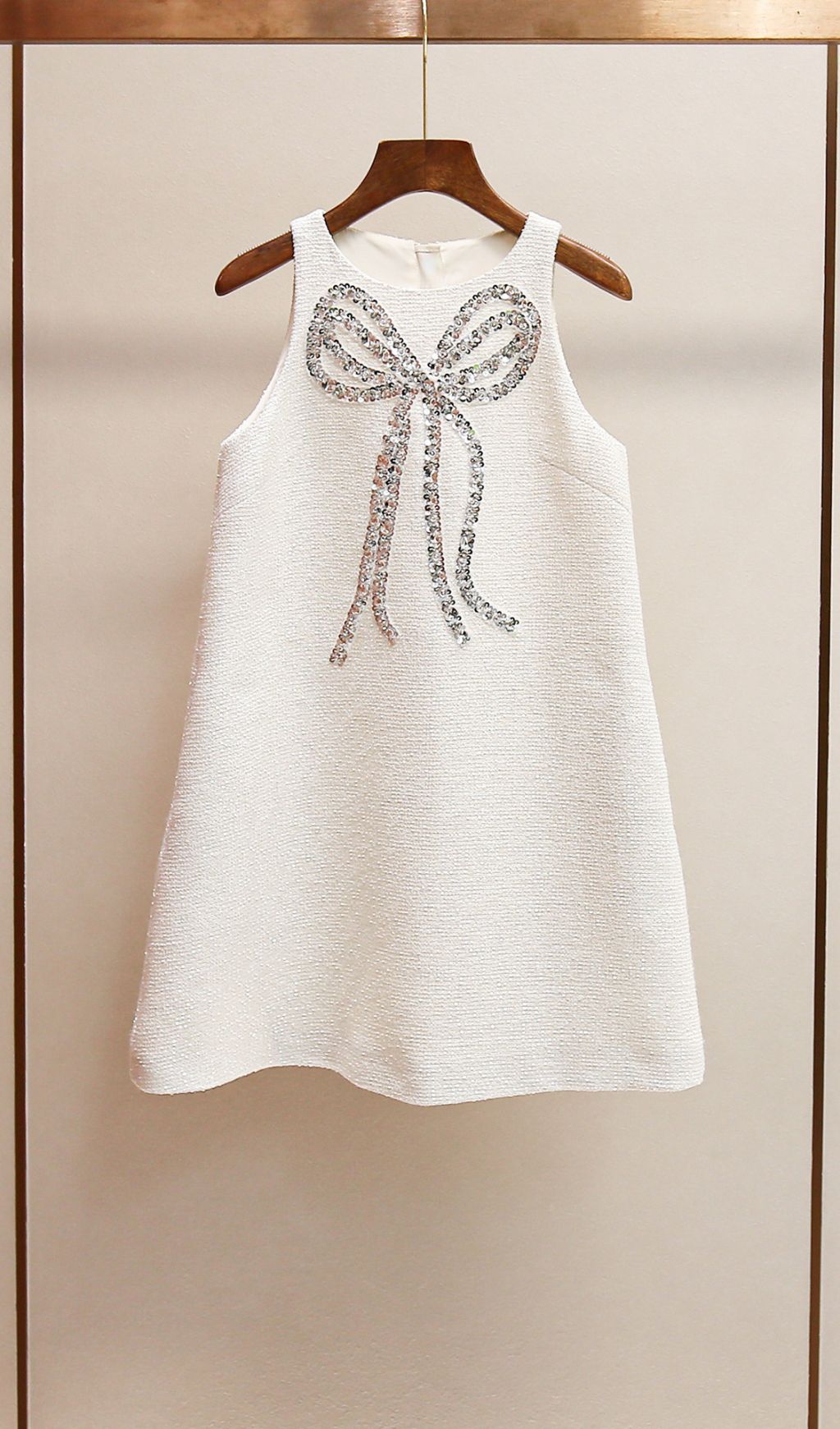 Fashionslee Women Fannie White Bowknot Mini Dress