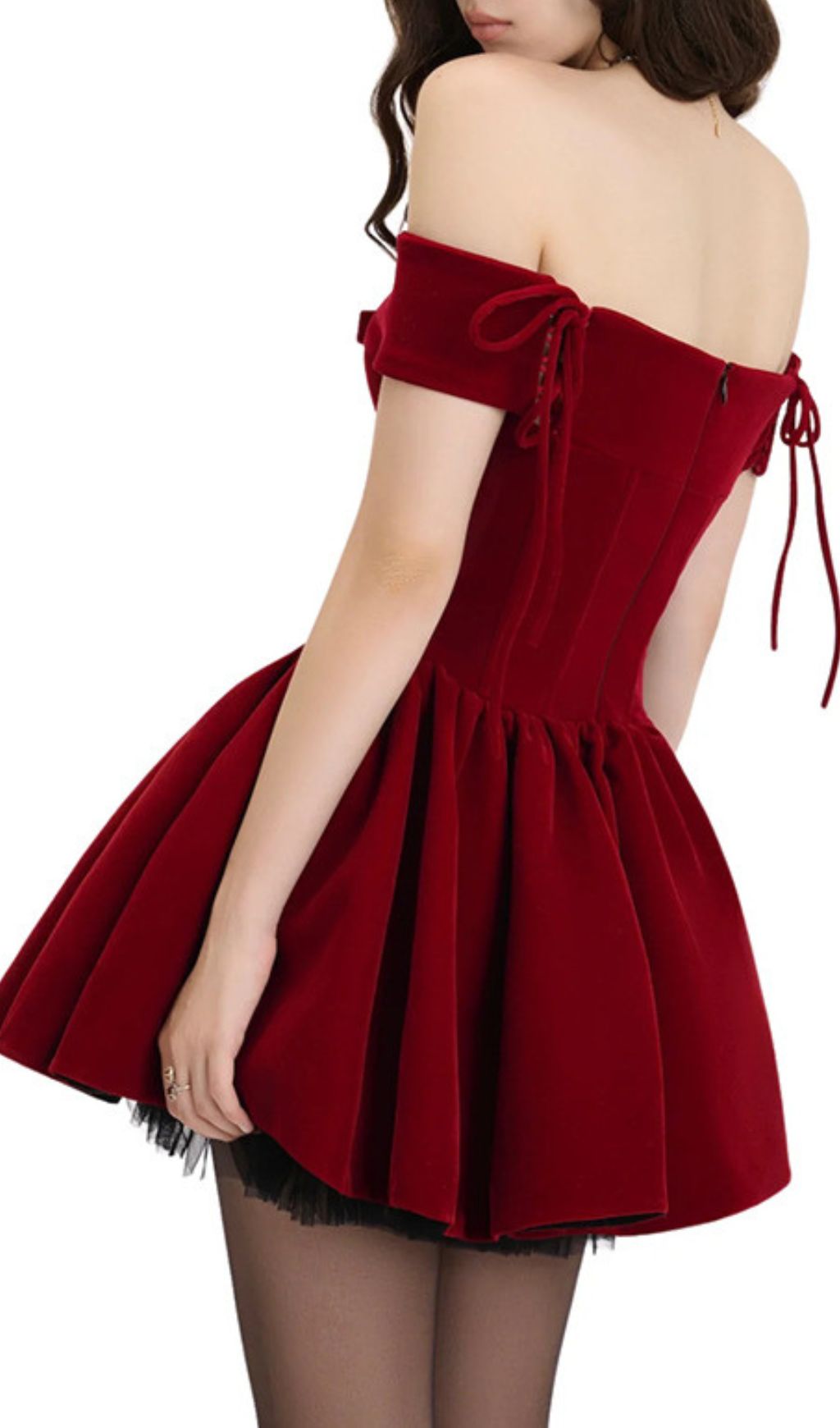 Fashionslee Women Irem Red Off-Shoulder Corset Mini Dress