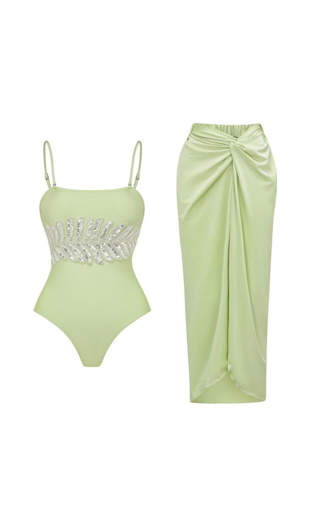 fcbc9731d277c94ec43176cc59f65861.jpg Fashionslee Women Kristian Green Sequin One-Piece Swimsuit & Sarong