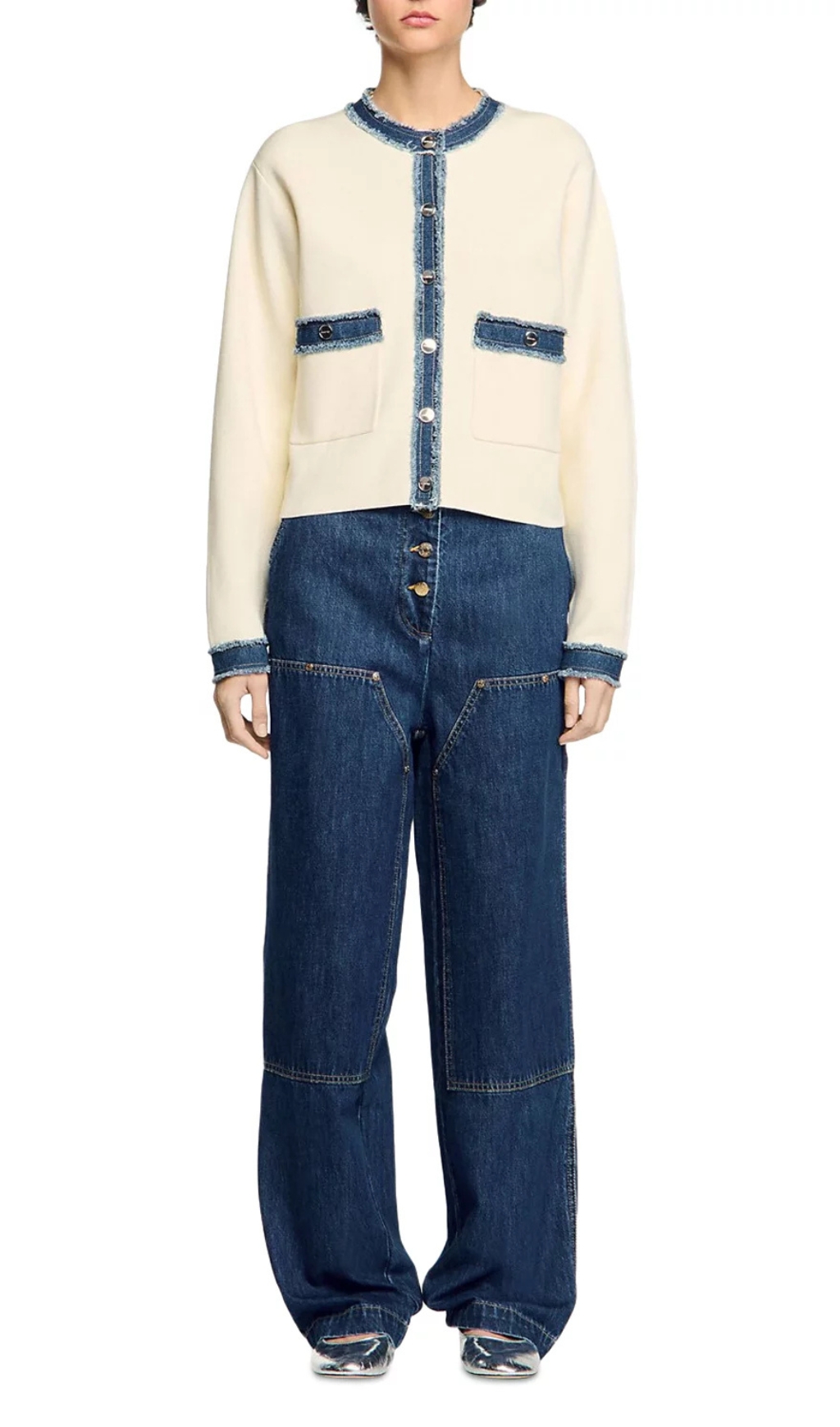 fcc352200f4ef8010b5b5b7026b80c93.jpg Fashionslee Women Cardigan With Denim Detail