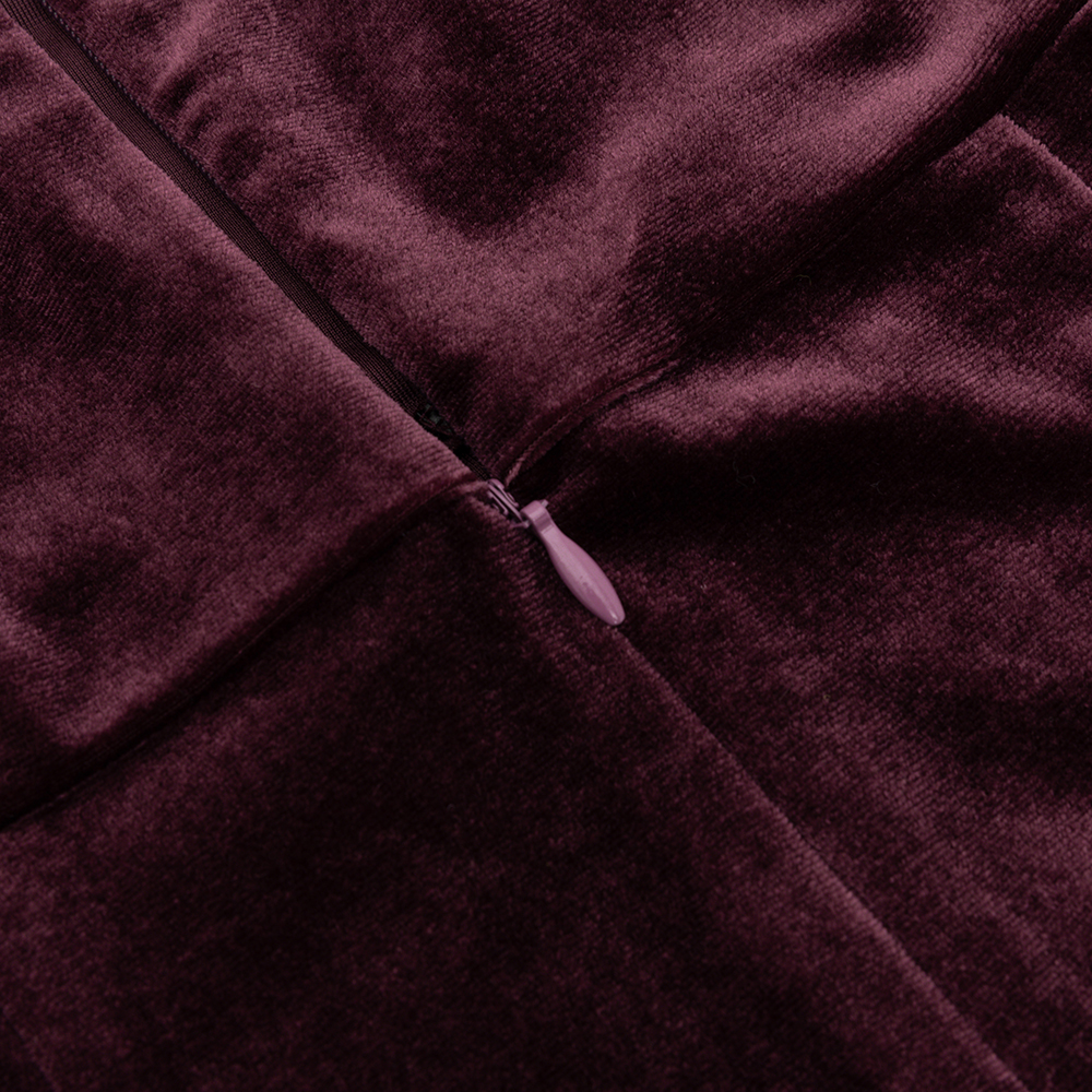Fashionslee Women Corrado Wine V-Neck Velvet Maxi Dress