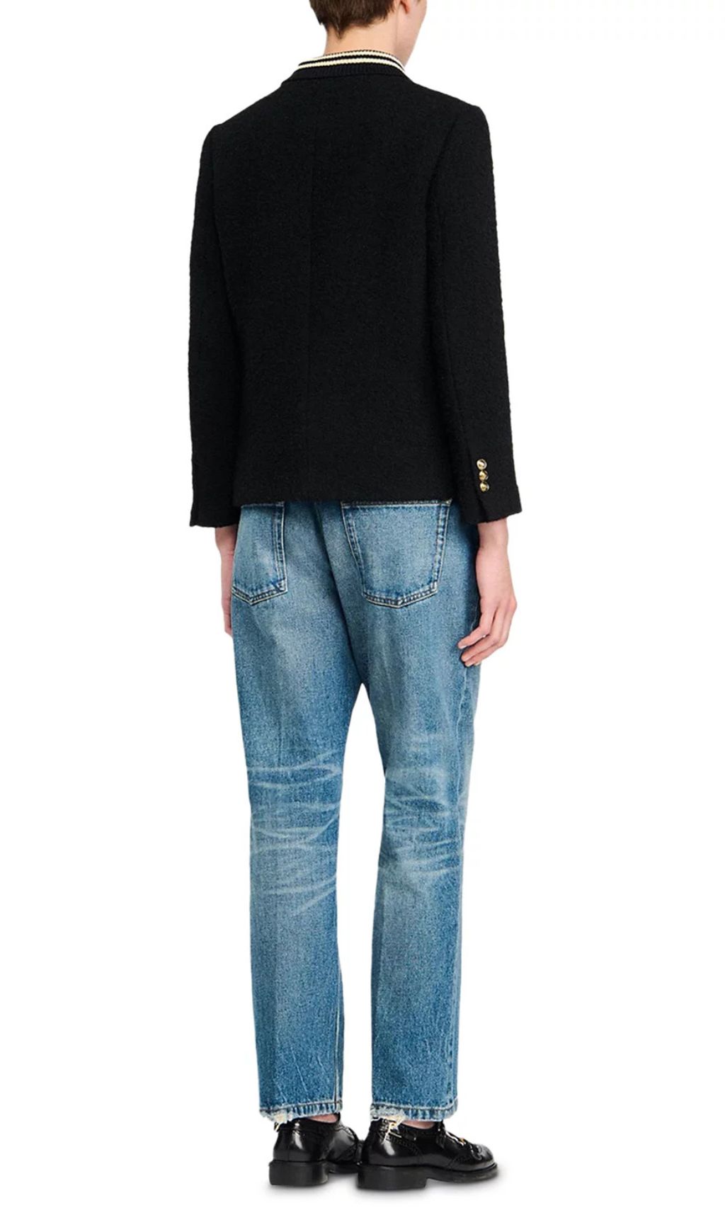 Fashionslee Women Tweed Contrast Stripe Jacket