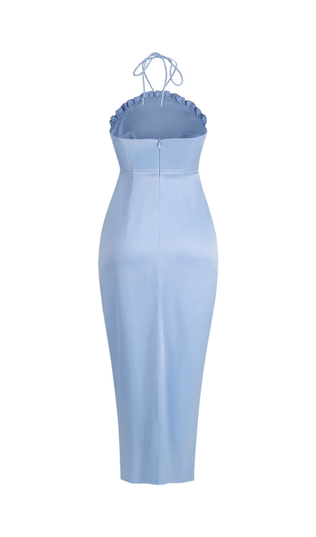 Fashionslee Women Floral Embellished Slit Midi Dress In Blue