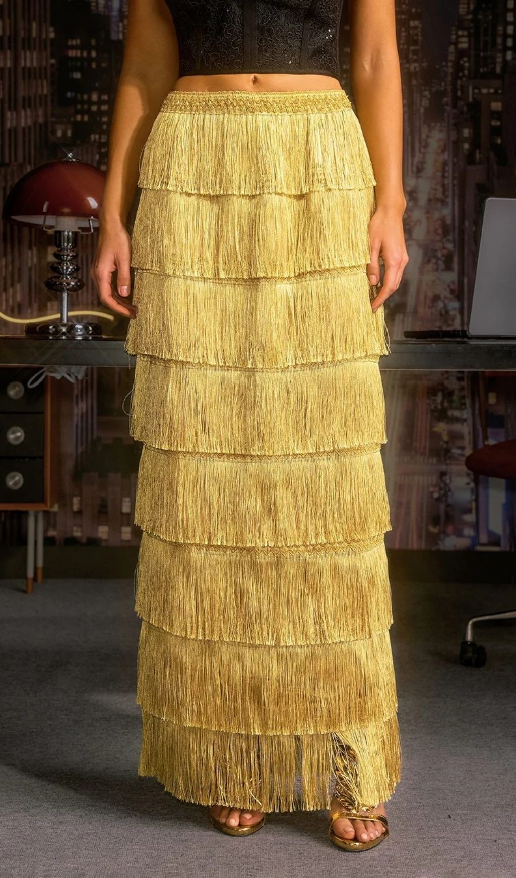 Fashionslee Women Norylin Fringe Tiered Skirt