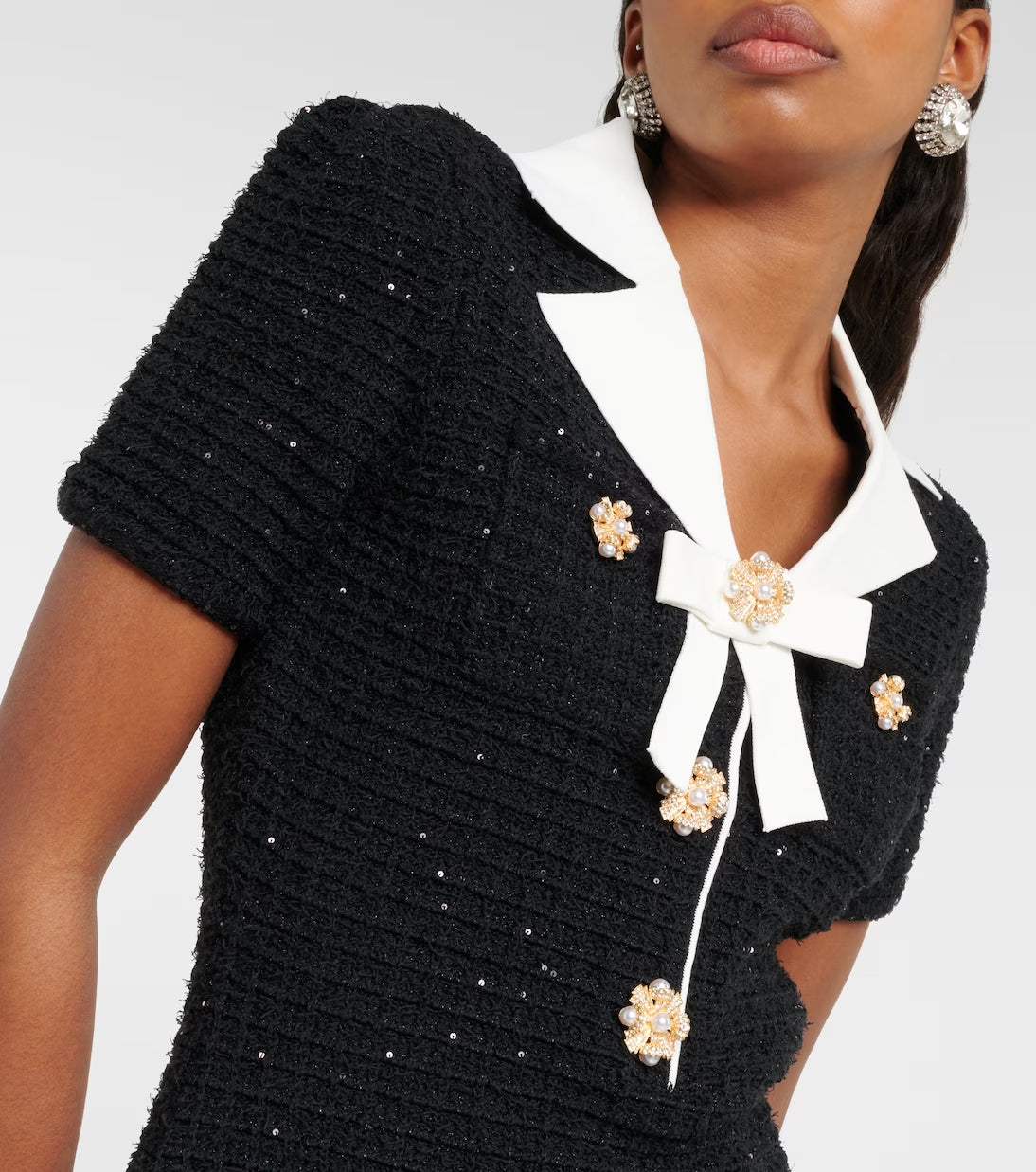 Fashionslee Women Ambre Black Knit Bow Mini Dress