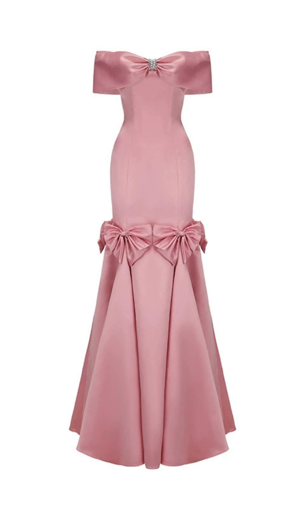 fd8ab3614c658004921ed70c1d6420f3.jpg Fashionslee Women Faina Pink Off-Shoulder Bowknot Maxi Dress