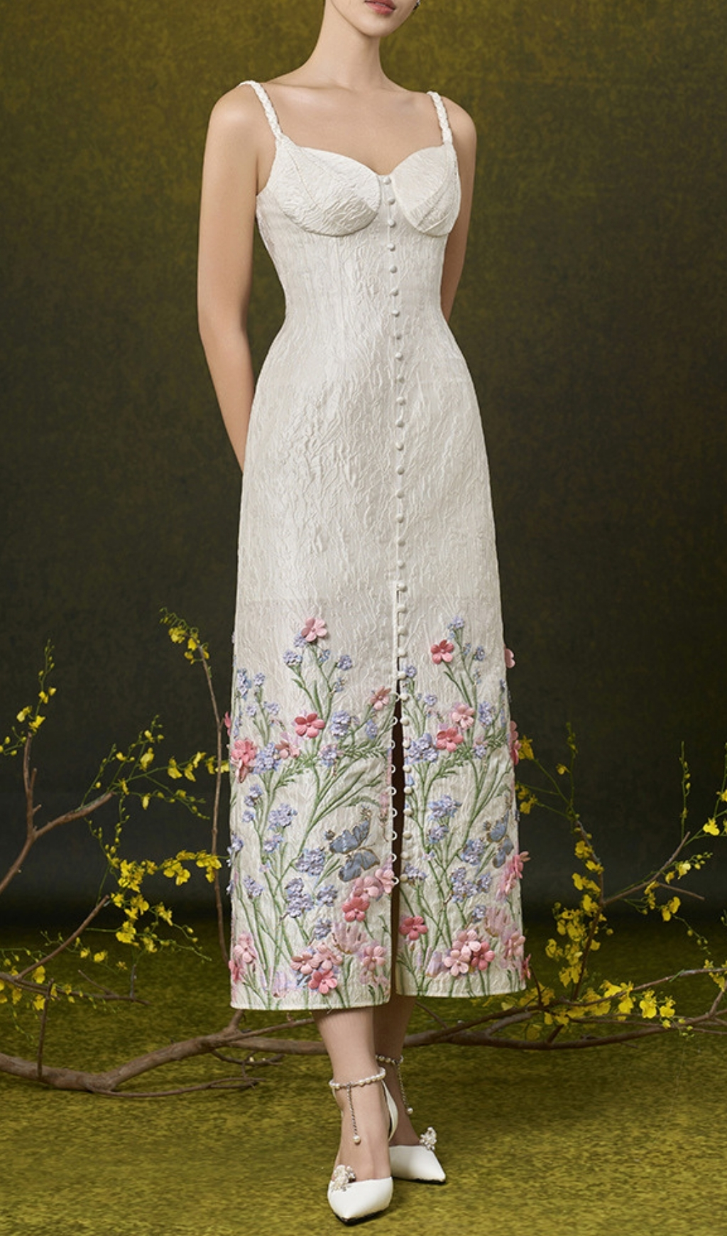 Fashionslee Women Enise Flower Embellished Midi Dress