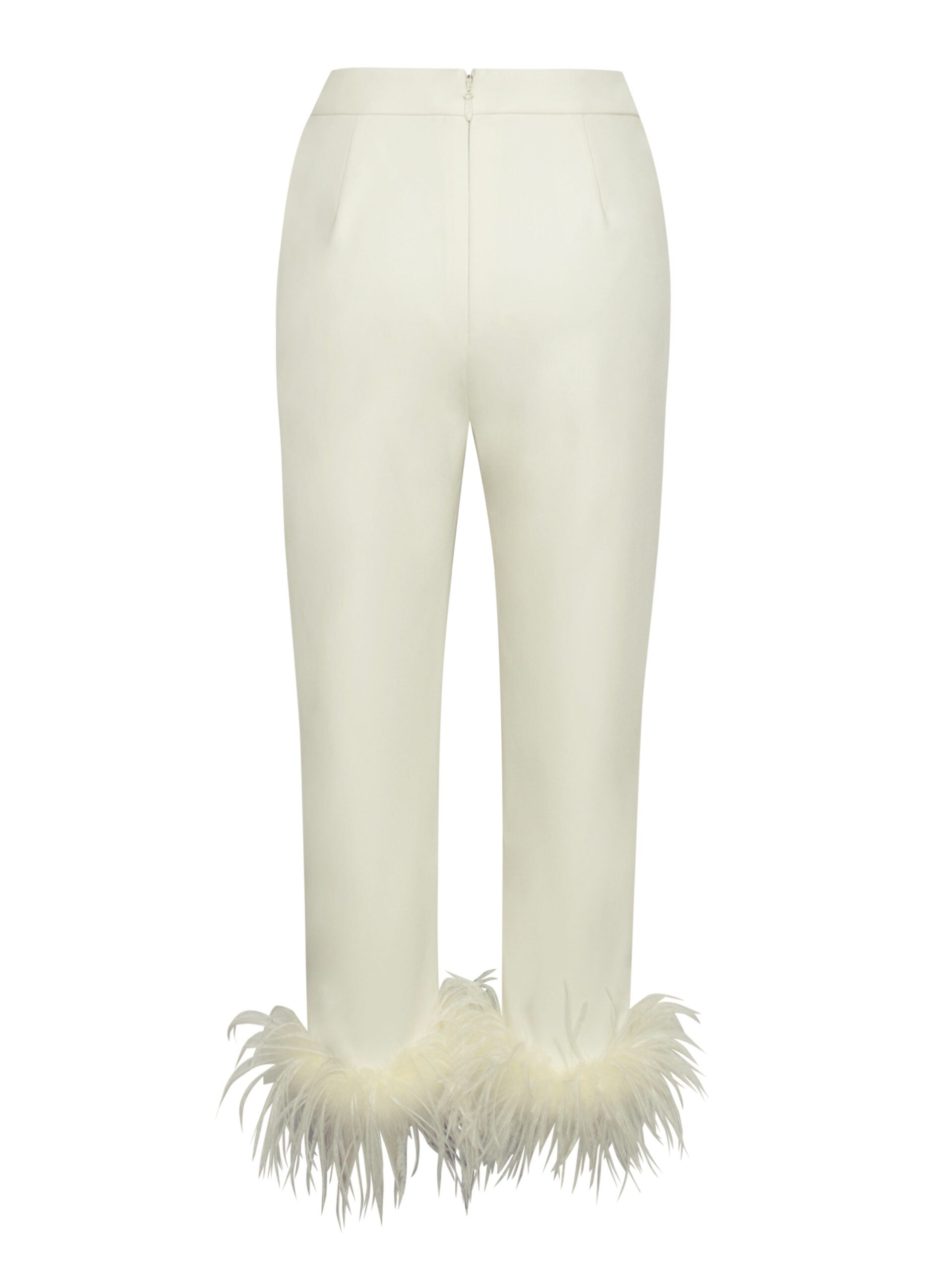 fdabdf325515866bd12900c4eb3123ce.jpeg Fashionslee Women Cream White Blazer Suit With Feather Trim