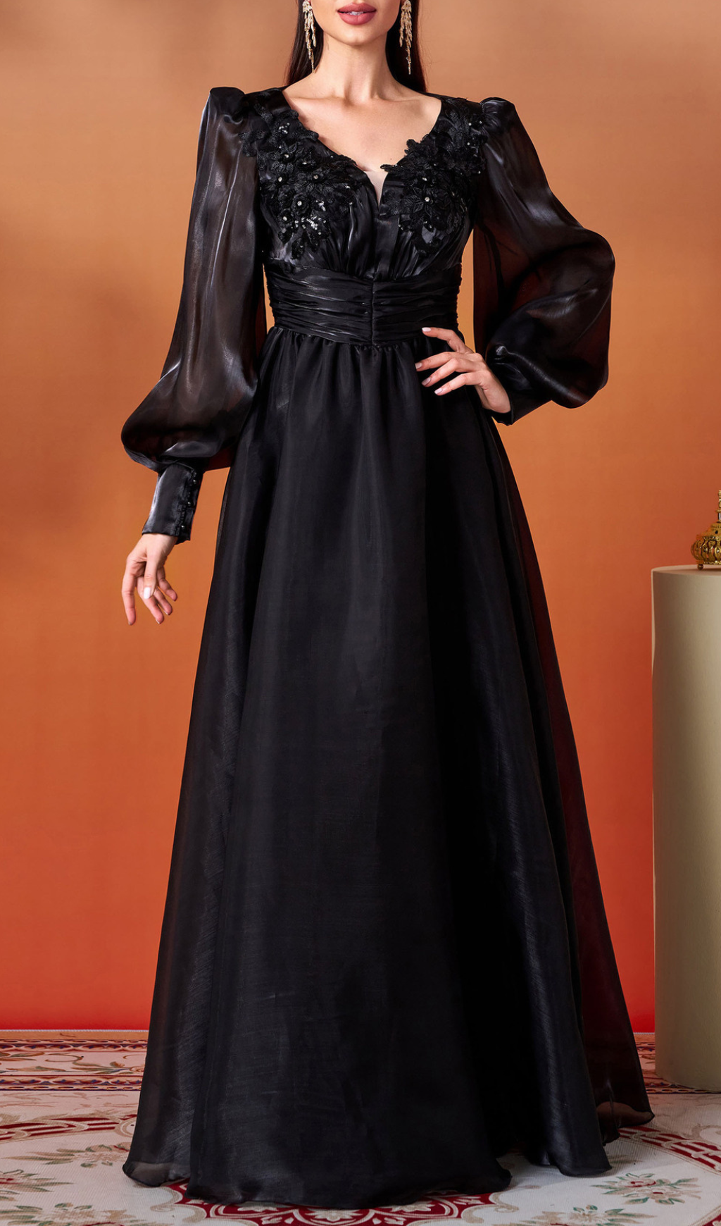 Fashionslee Women Gelilah Black Long Sleeve Maxi Dress