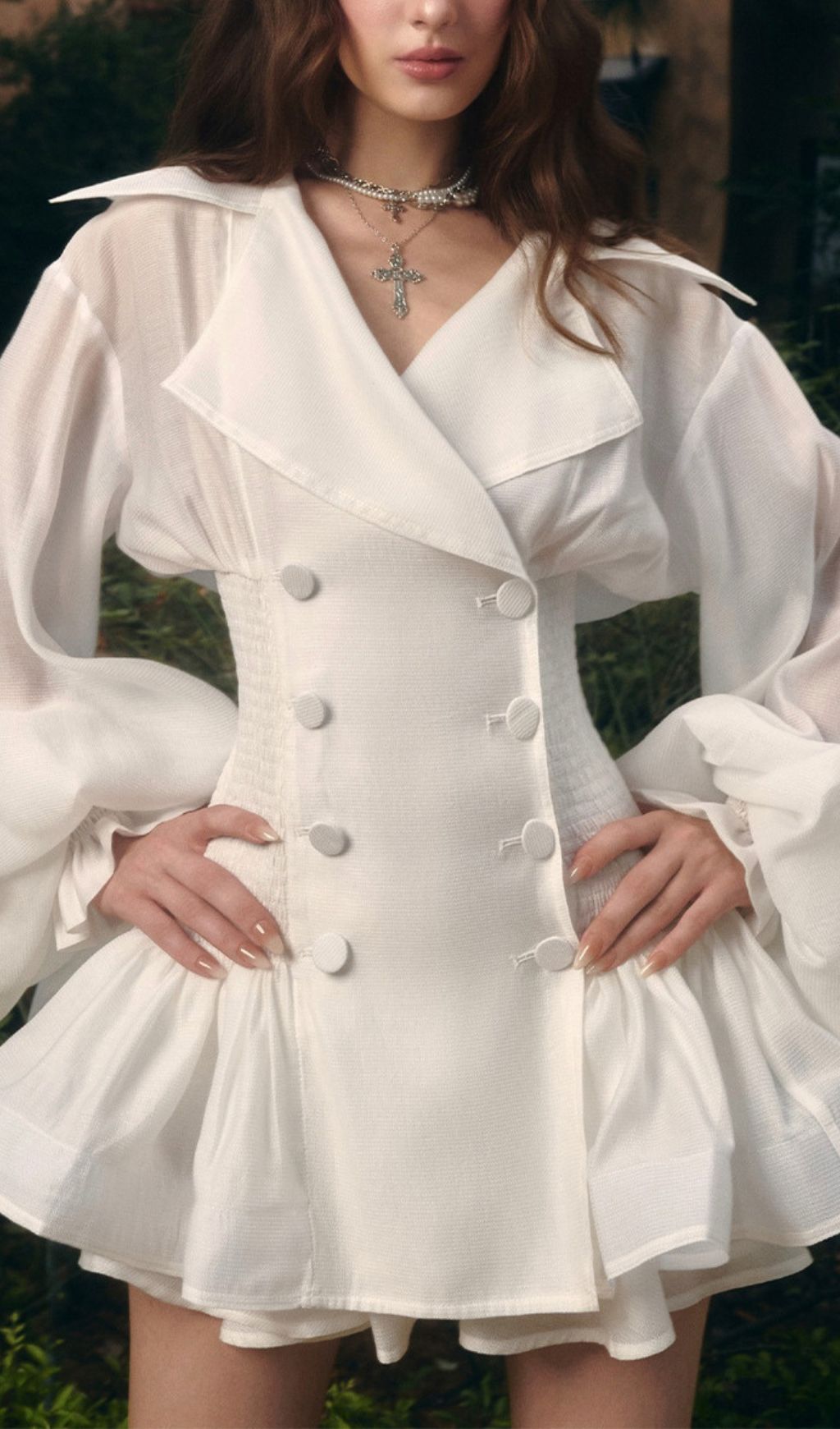 fe5f4ebc293739c86afb8421b37eab2f.jpg Fashionslee Women Igoné White Puff Sleeve Mini Dress