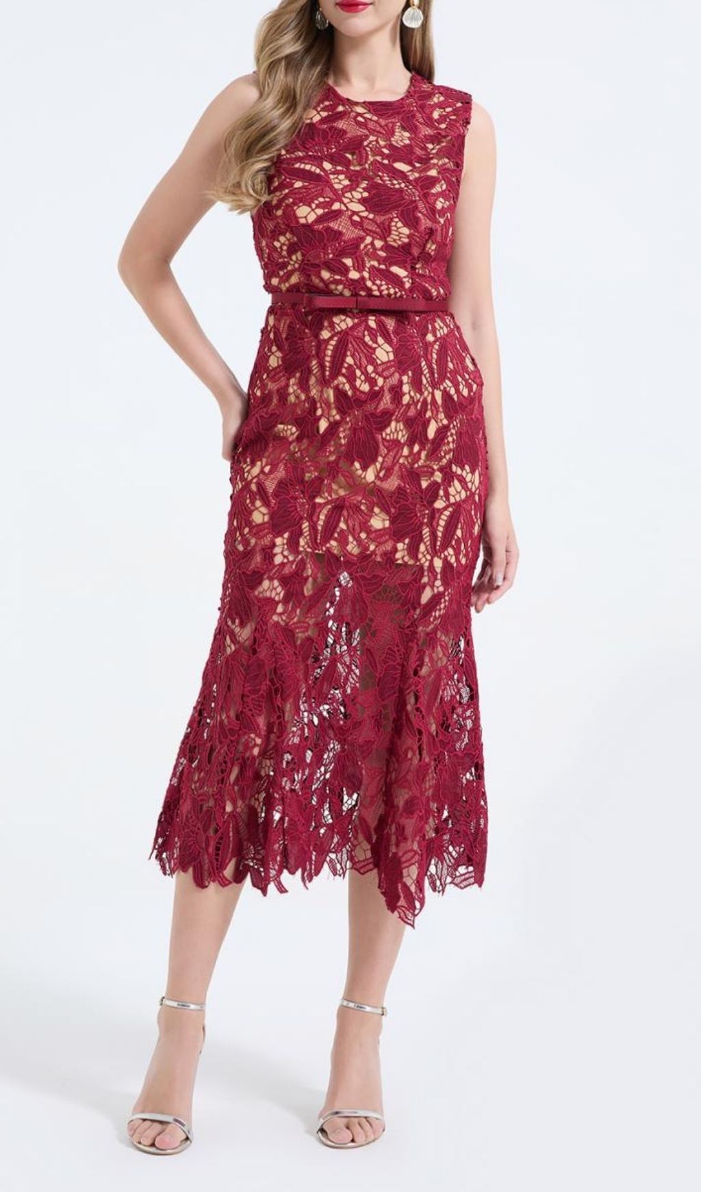 fe695f2e1072a8b0112e3d67b4ebc97f.jpg Fashionslee Women Mirexen Red Floral Cutout Midi Dress