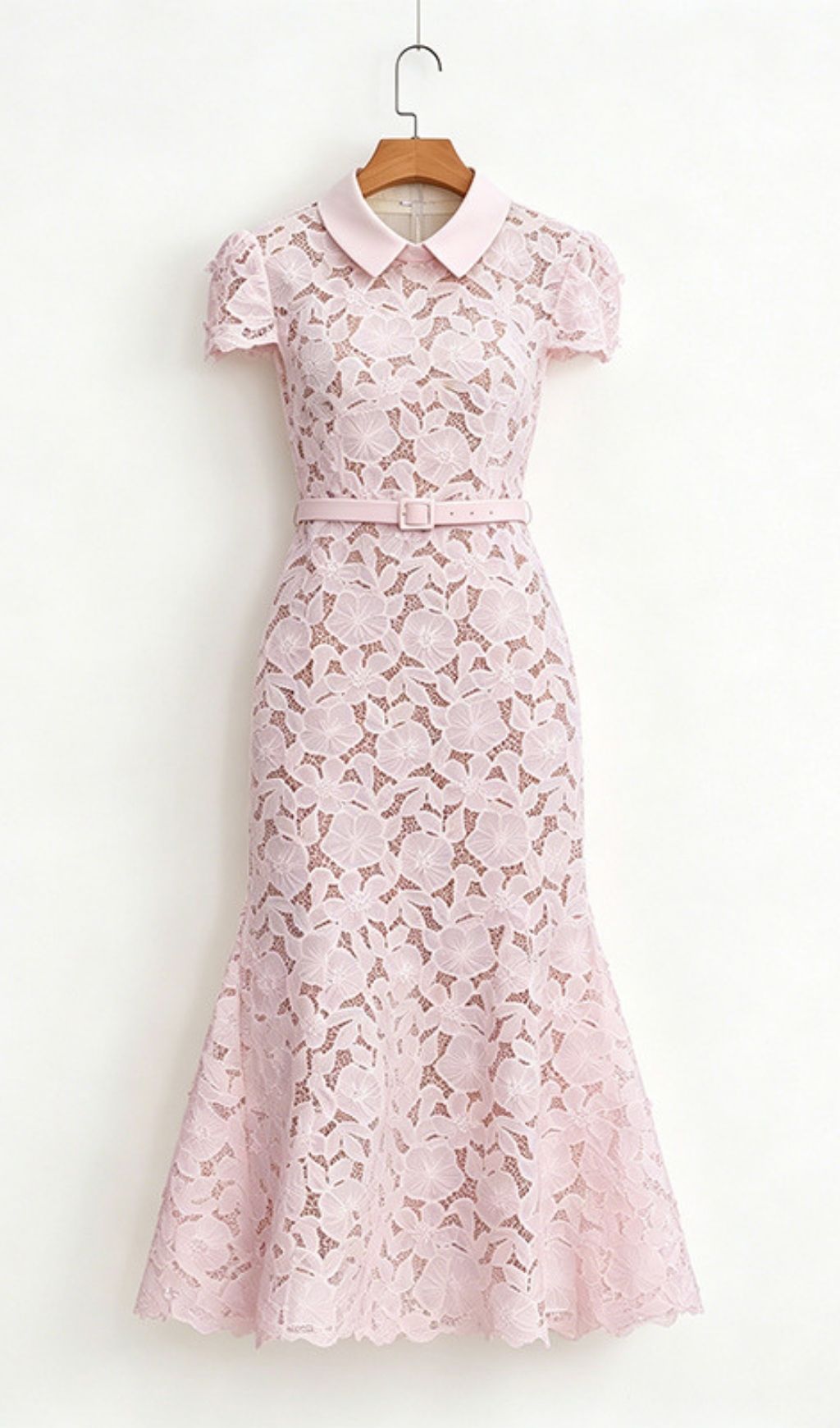 Fashionslee Women Kennita Pink Lace Midi Dress