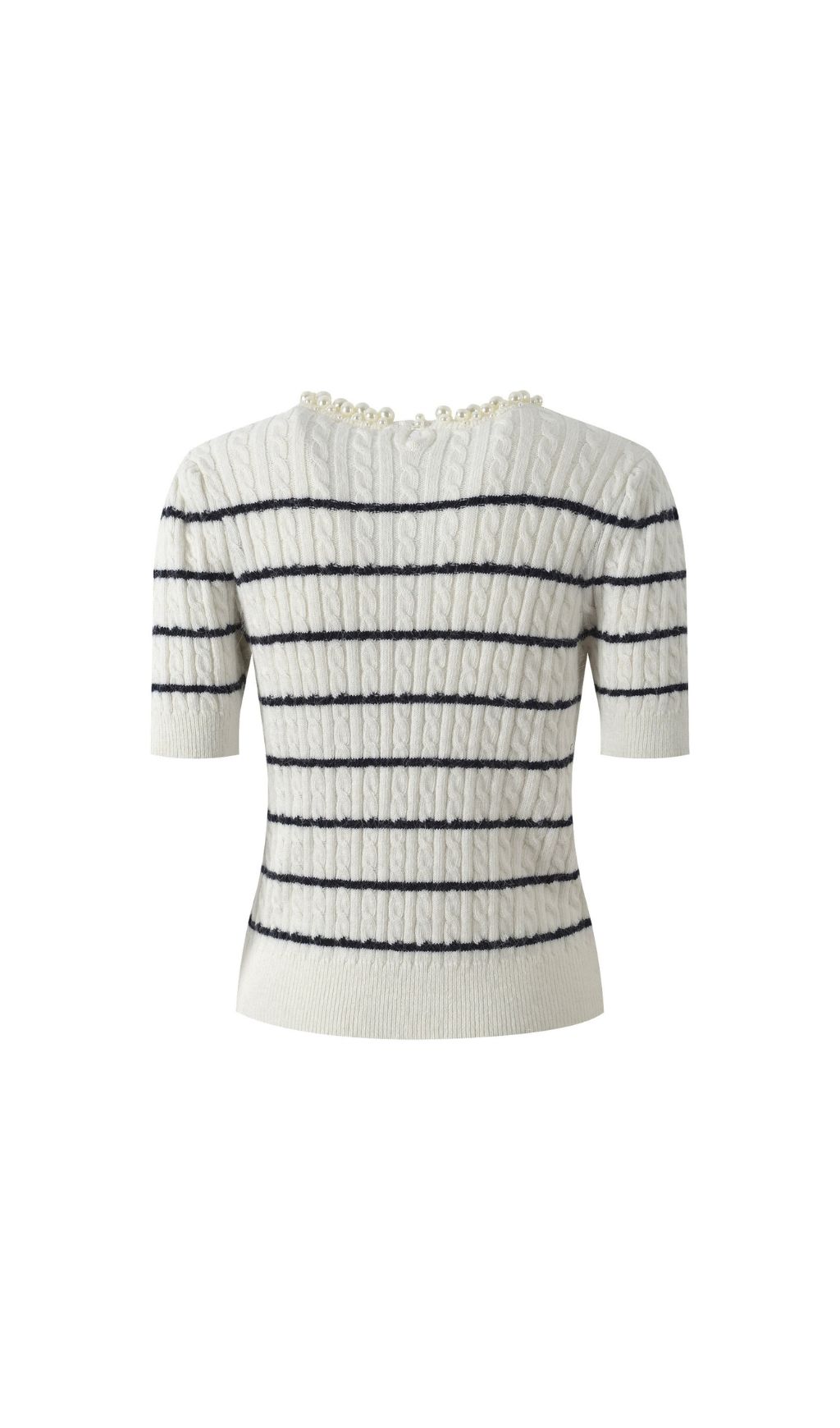 feadc19aee9c8d65e8c5f6a089af48d9.jpg Fashionslee Women Faux Pearl Collar Striped Sweater