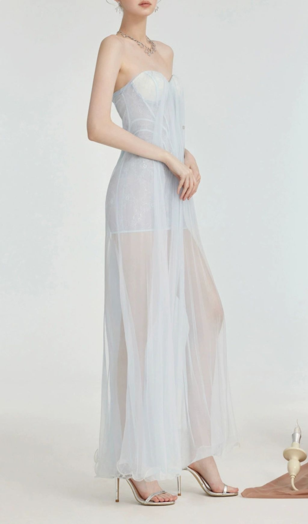 fee98a41a1cbb305e78c01f9391a7a01.jpg Fashionslee Women Fintan Blue Strapless Mesh Lace Maxi Dress