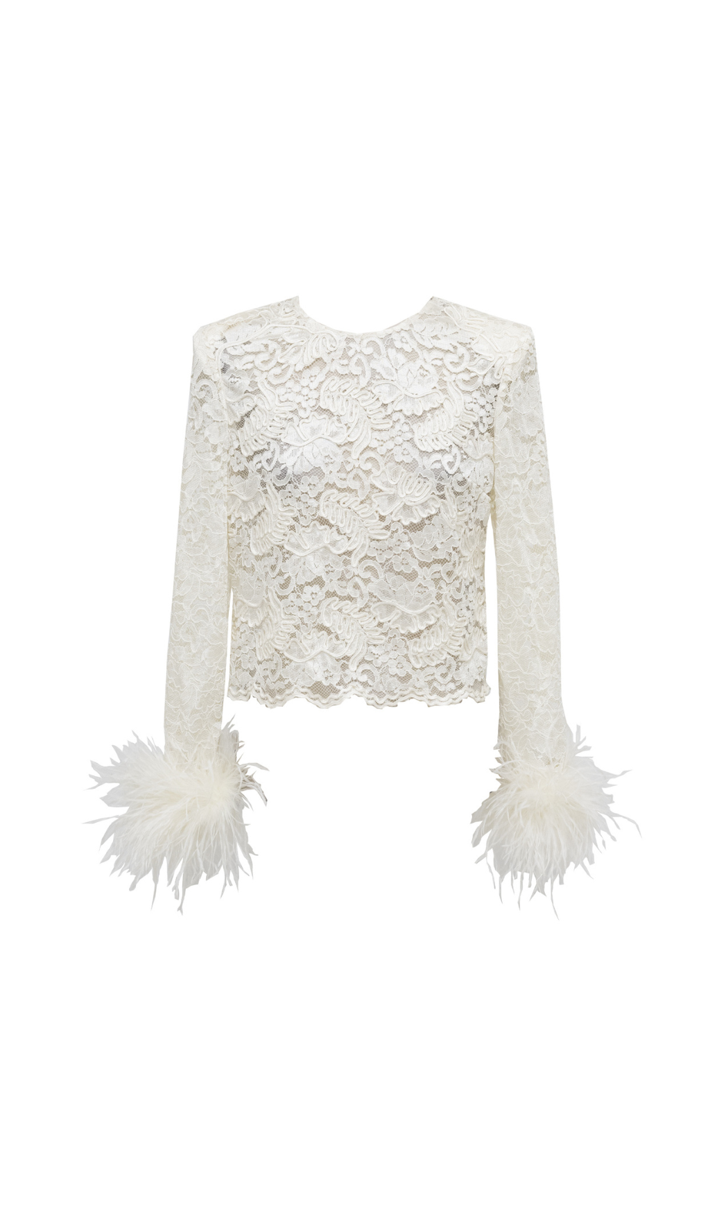 ff0a5e78c84acedd00ec19321eceaf53.png Fashionslee Women Akihito Cream Cord Lace Feather Top