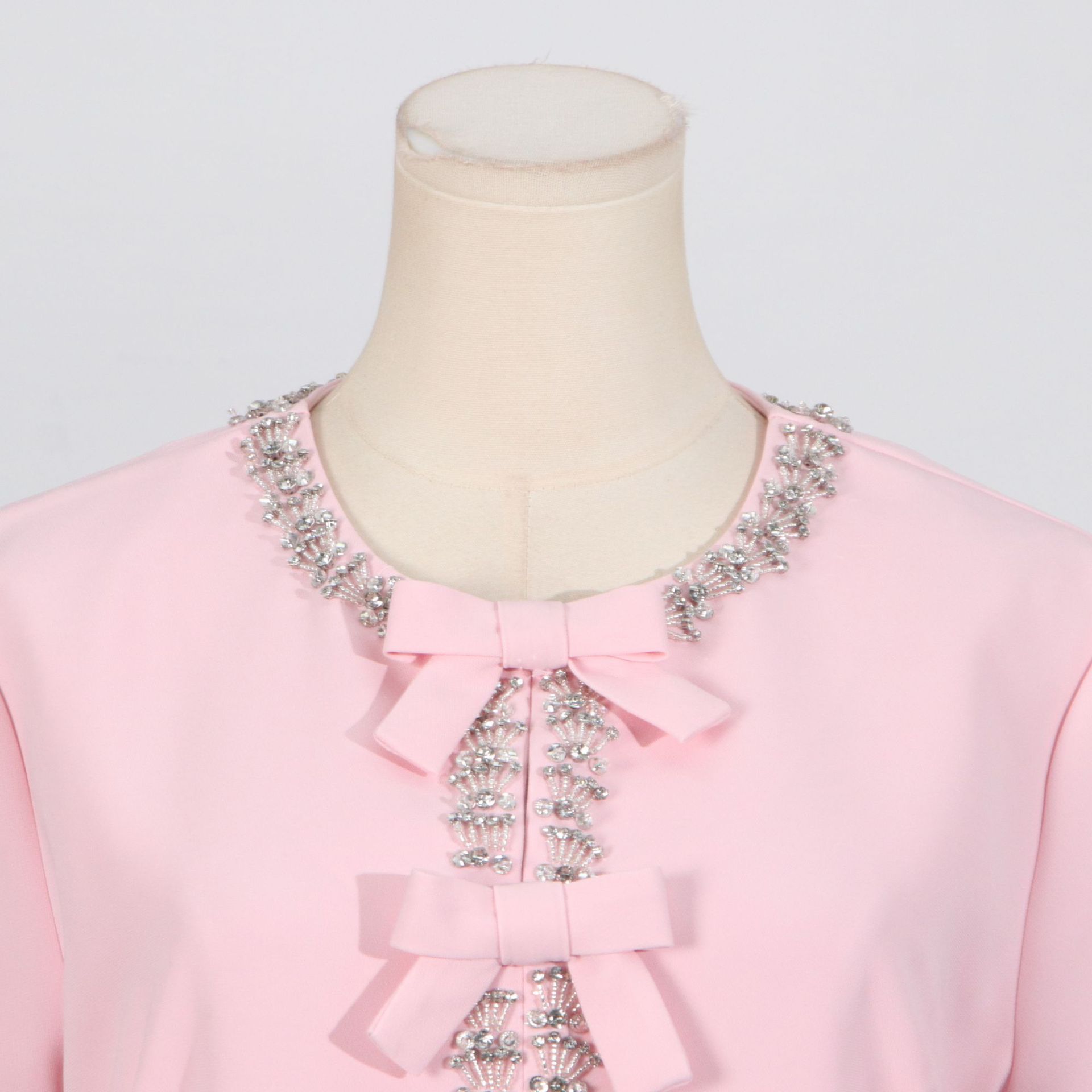 Fashionslee Women Cenedra Pink Bow Diamond Midi Dress