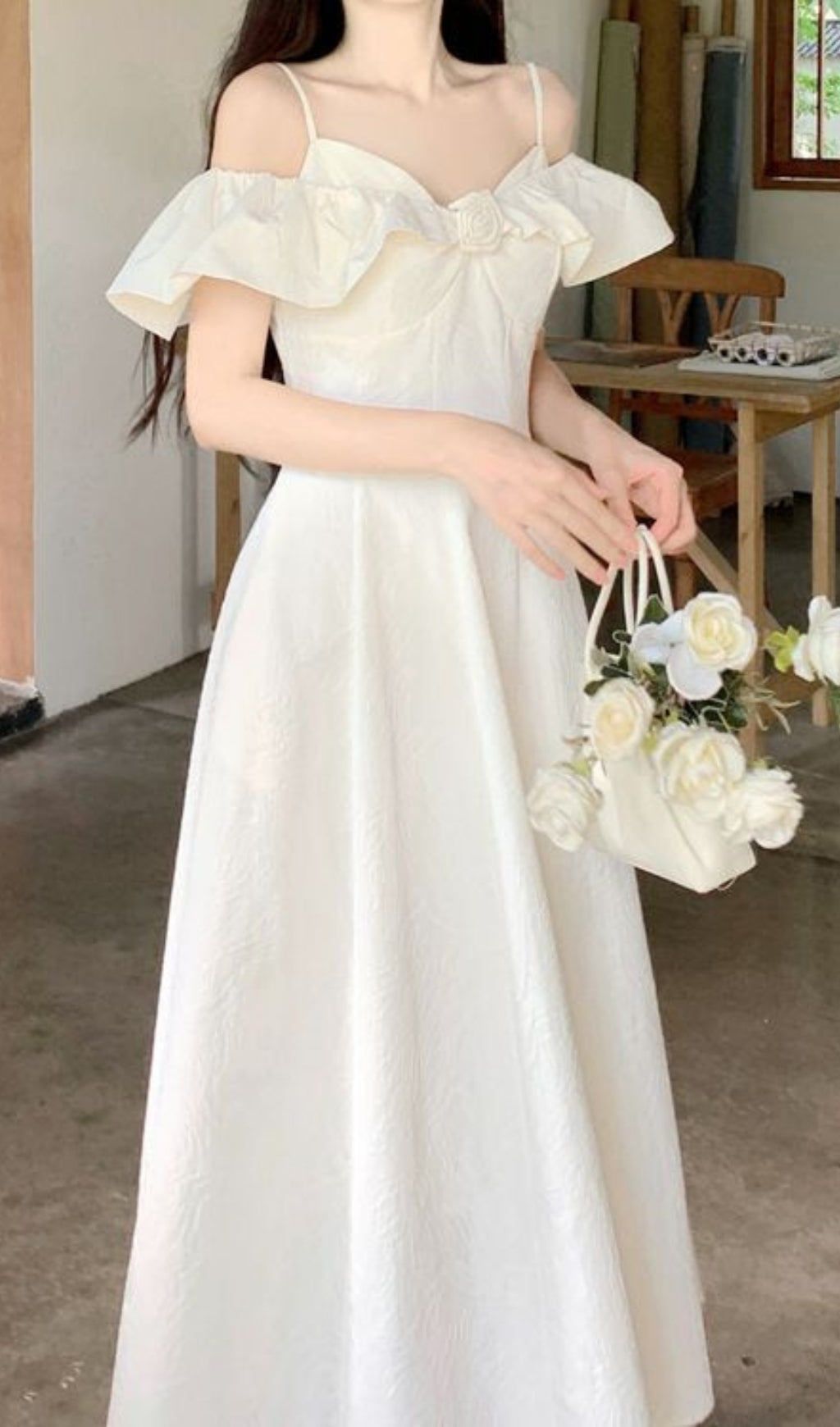 Fashionslee Women Adjustable Collar Strap Midi Dress