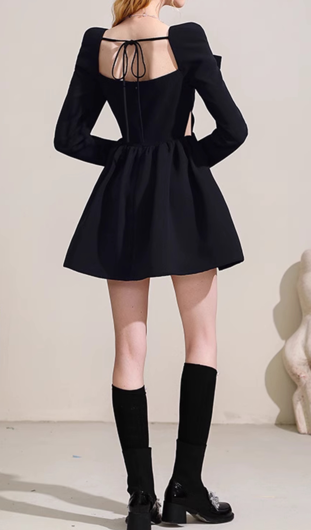 Fashionslee Women Cathal Black Long Sleeve Crystal Mini Dress