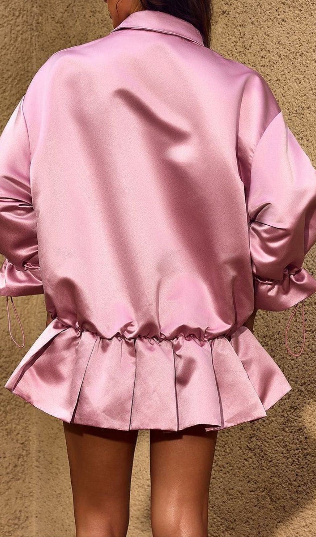 Fashionslee Women Chardon Long Sleeve Satin Mini Dress