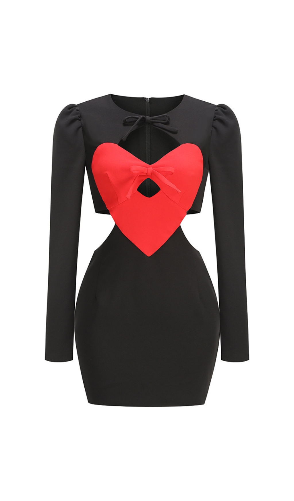 Fashionslee Women Brettney Red Heart Long Sleeve Mini Dress