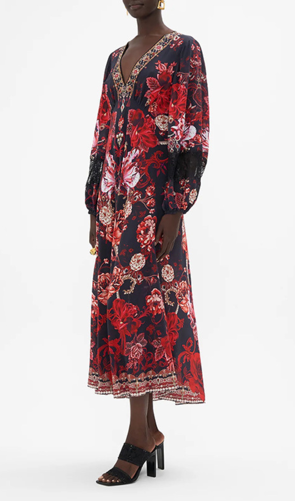 ff86c7c68ffe2e18bd2b1cbef4347eda.jpg Fashionslee Women Davood V-Neck Floral Printed Midi Dress