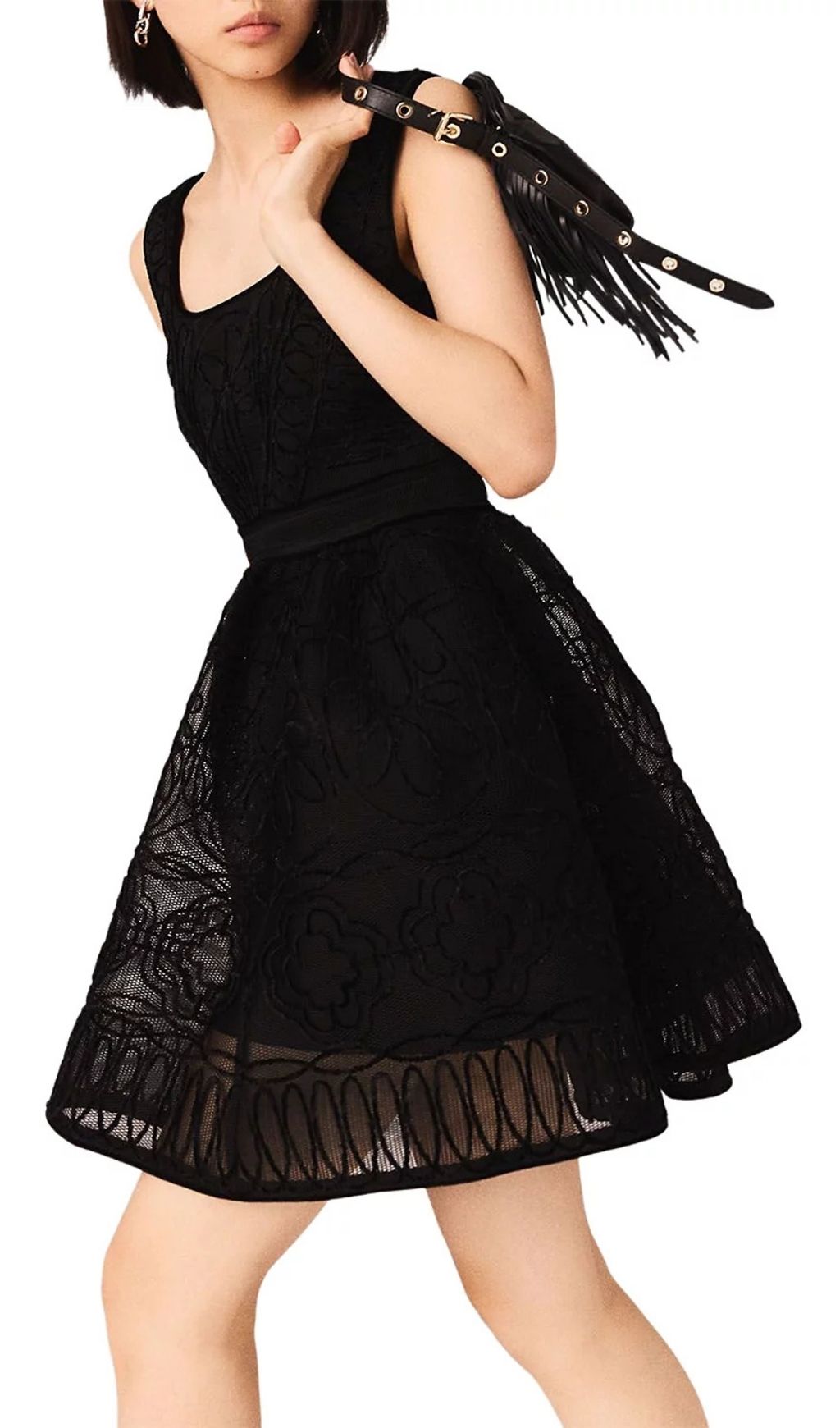 TRENDING EMBROIDERED LACE MINI DRESS - OWNCI