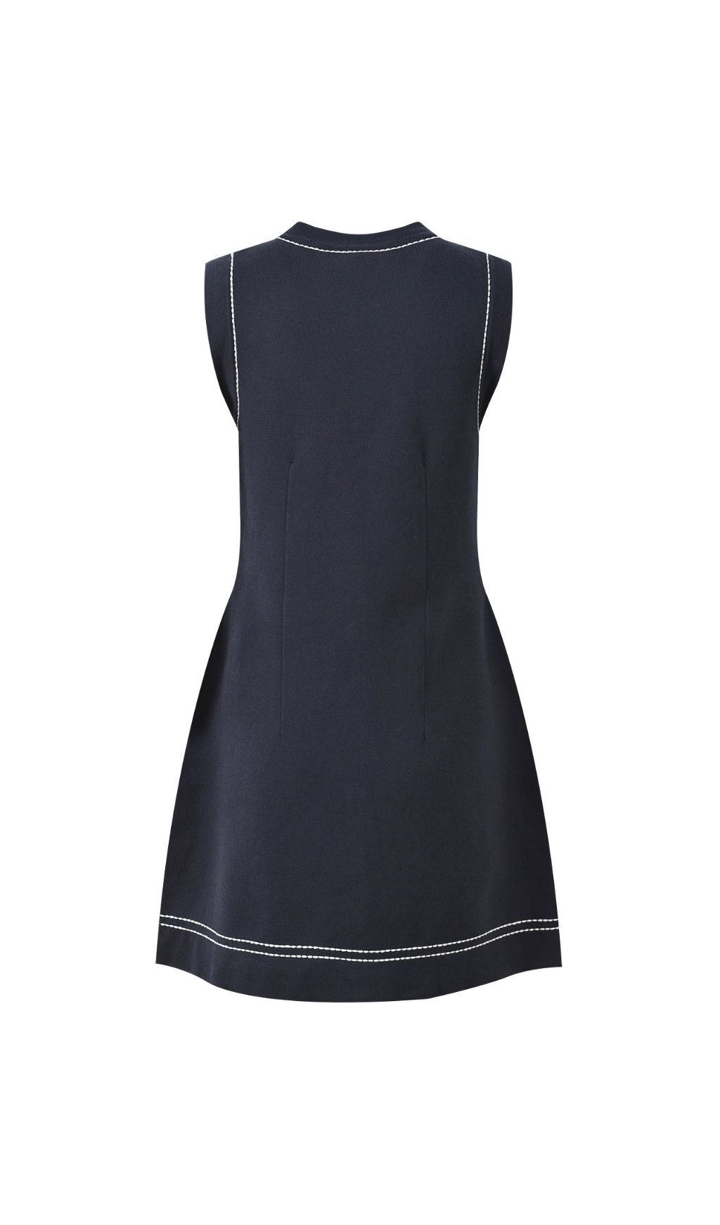 ff99399800fb9b0877cdc5419c068a8f.jpg Fashionslee Women Topstitched Knit Shift Dress