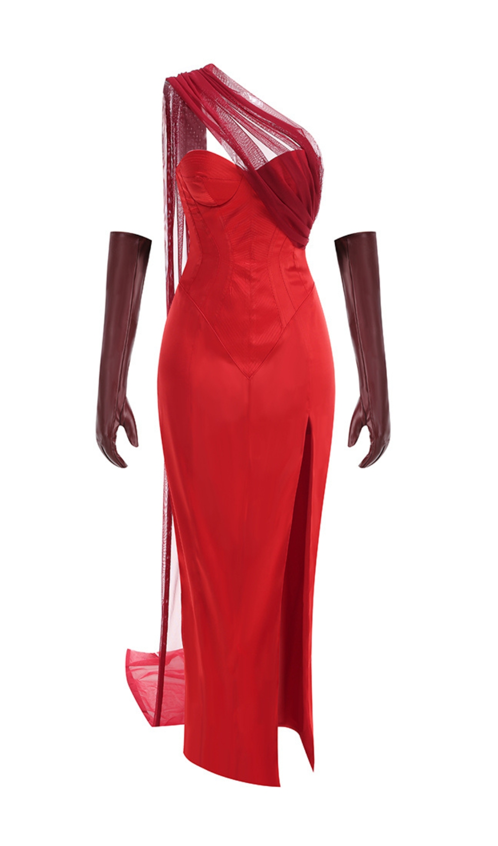ffd9c334a5370517df9fd3bf4a19ef27.jpg Fashionslee Women Red Strapless Bustier Maxi Dress