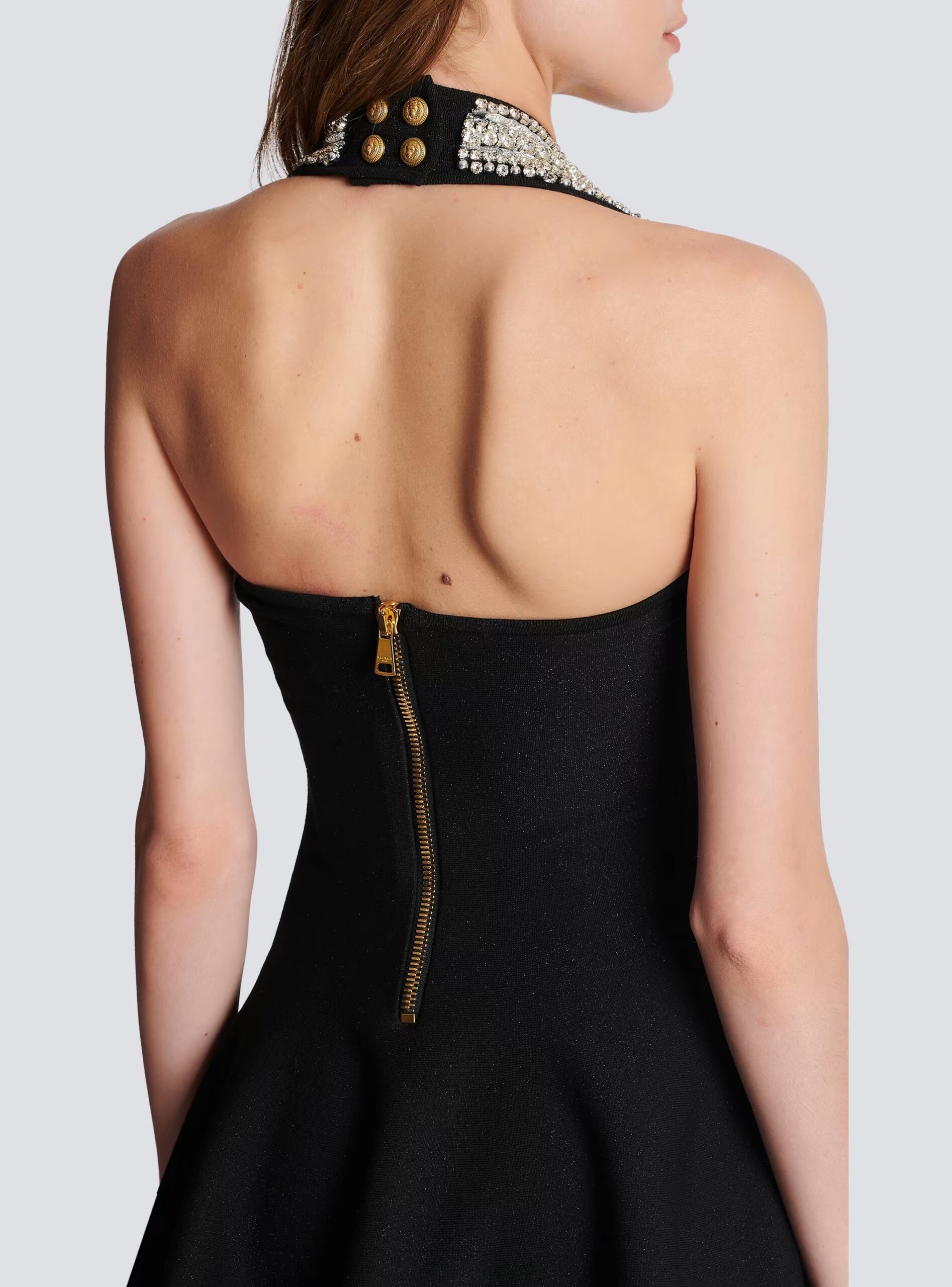 0026fd6fa40b737b496e4f46d4768c69.jpeg Fashionslee Women Alev Black Halter Embellished Mini Dress