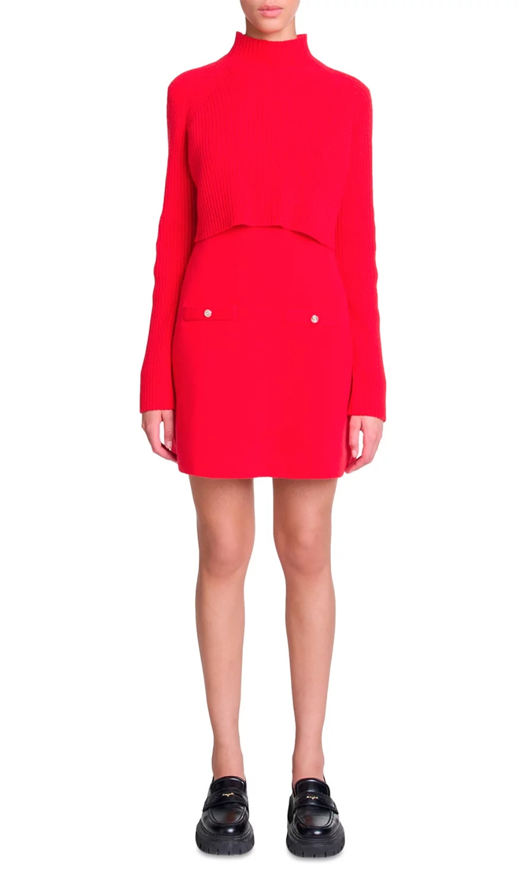 Fashionslee Women Roquette Red Layered Knit Mini Dress